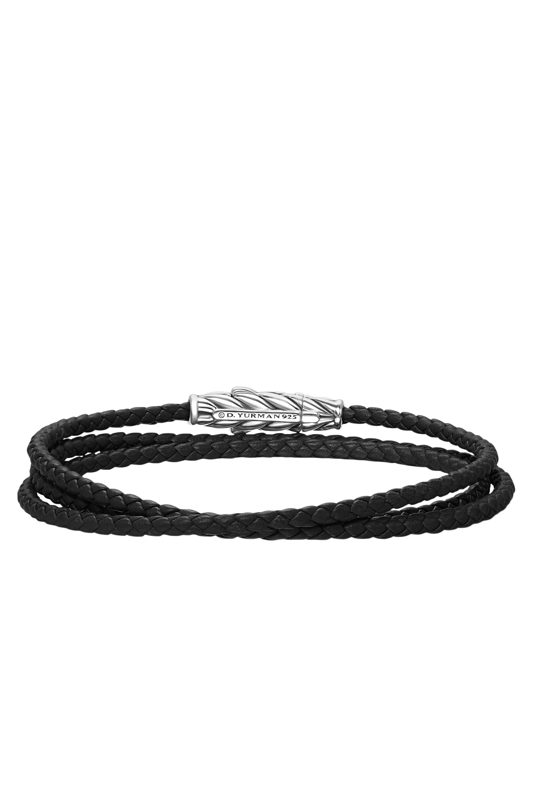 Chevron Triple Wrap Bracelet, Leather & Sterling Silver