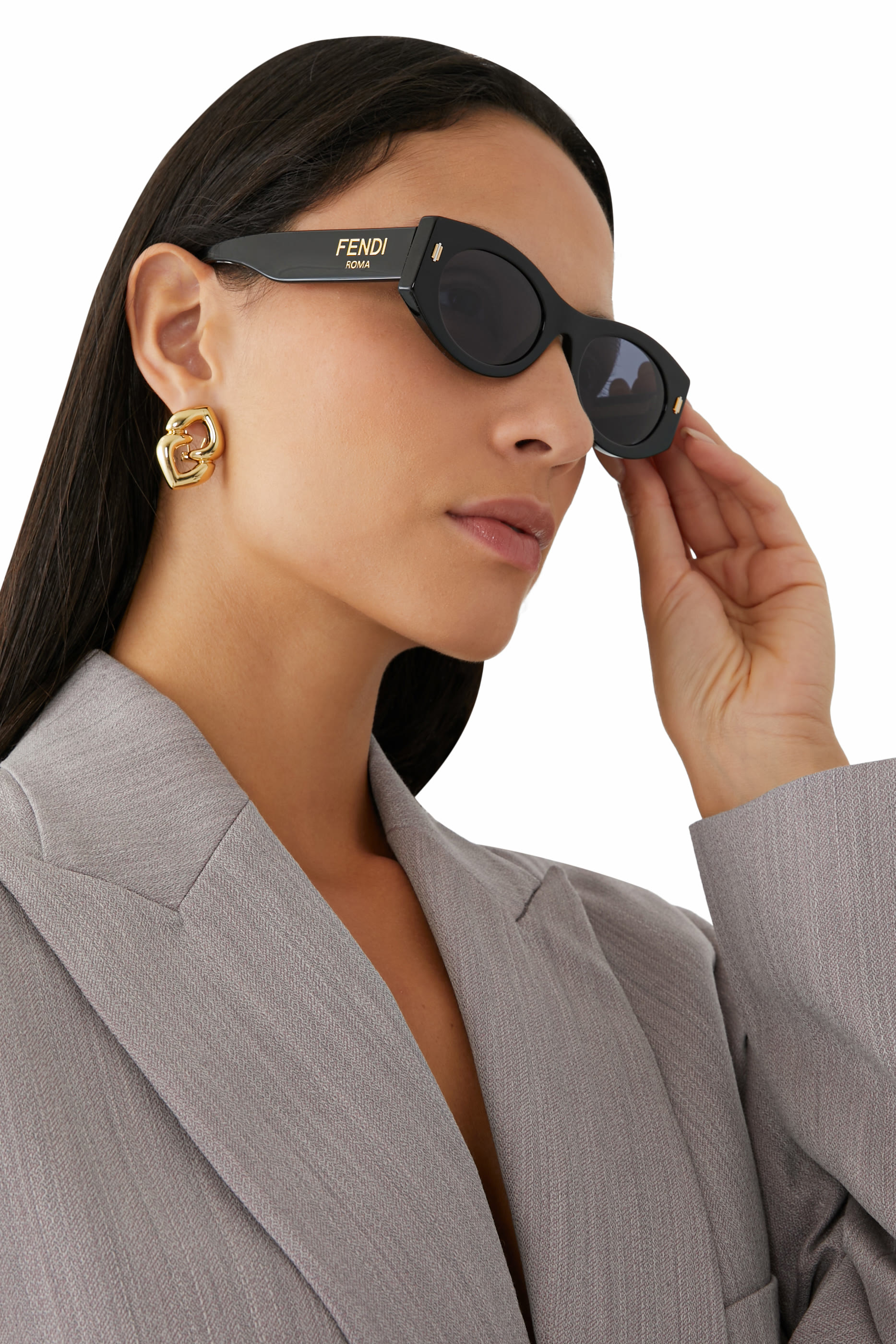 Fendi Roma Black Oval Sunglasses