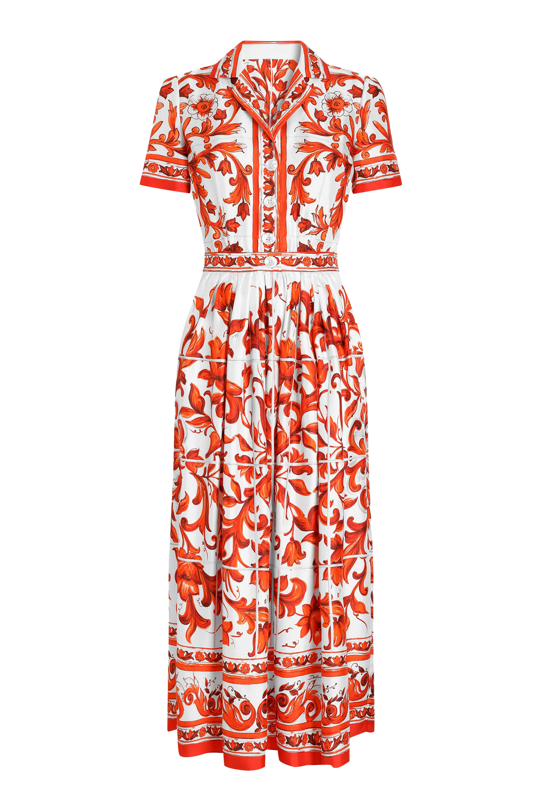 Majolica Print Silk Twill Dress