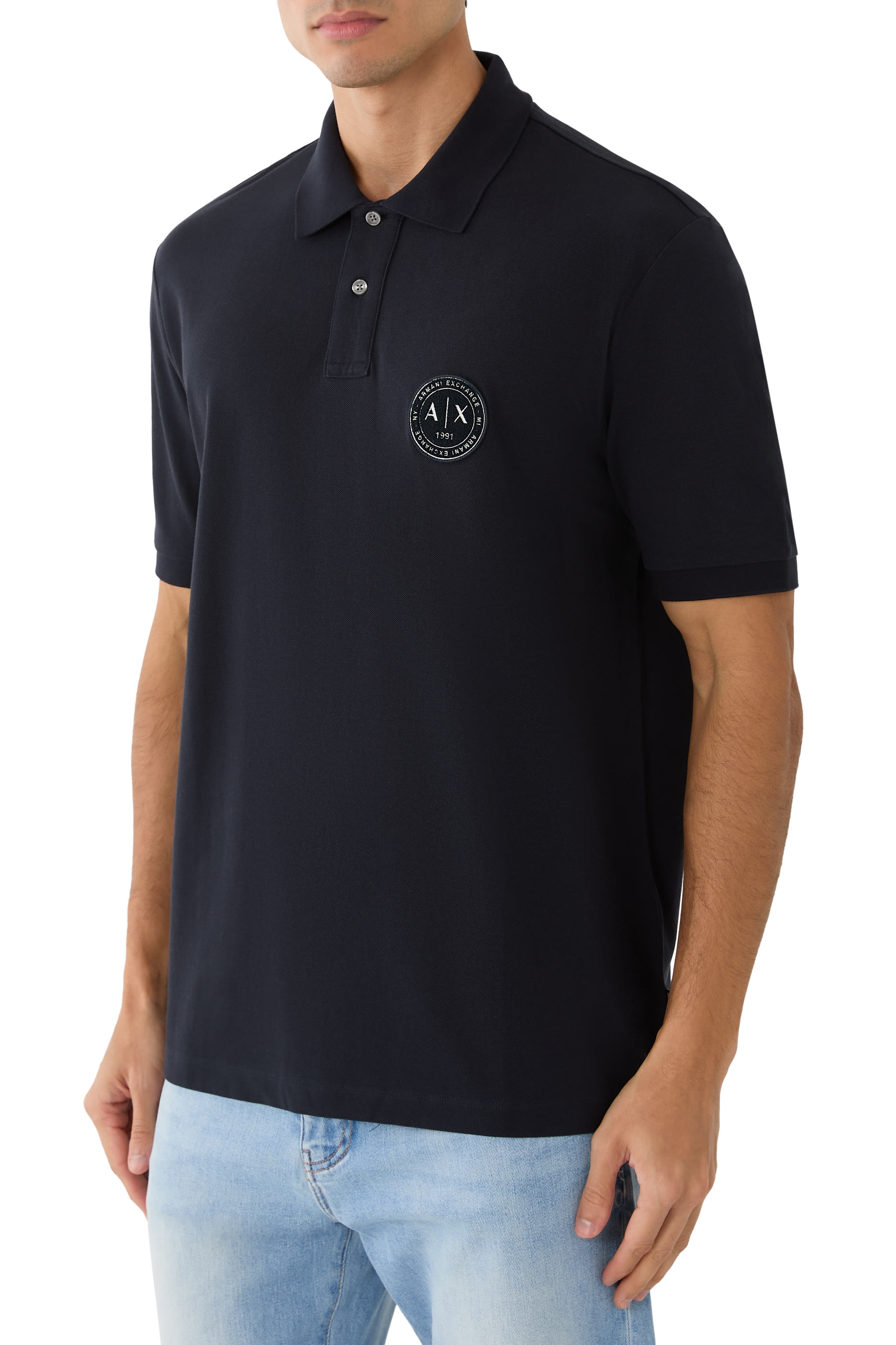 AX Logo Rib Details Polo Shirt