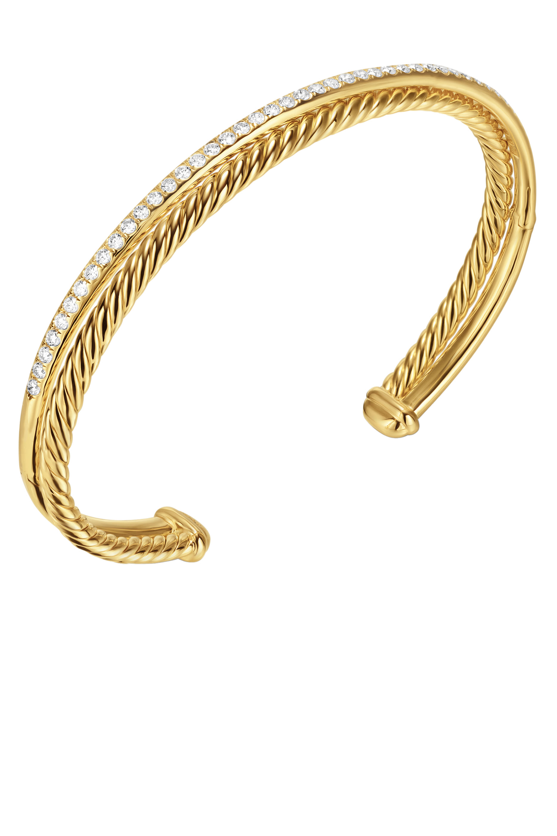 Crossover Two Row Bracelet, 18k Yellow Gold & Diamonds