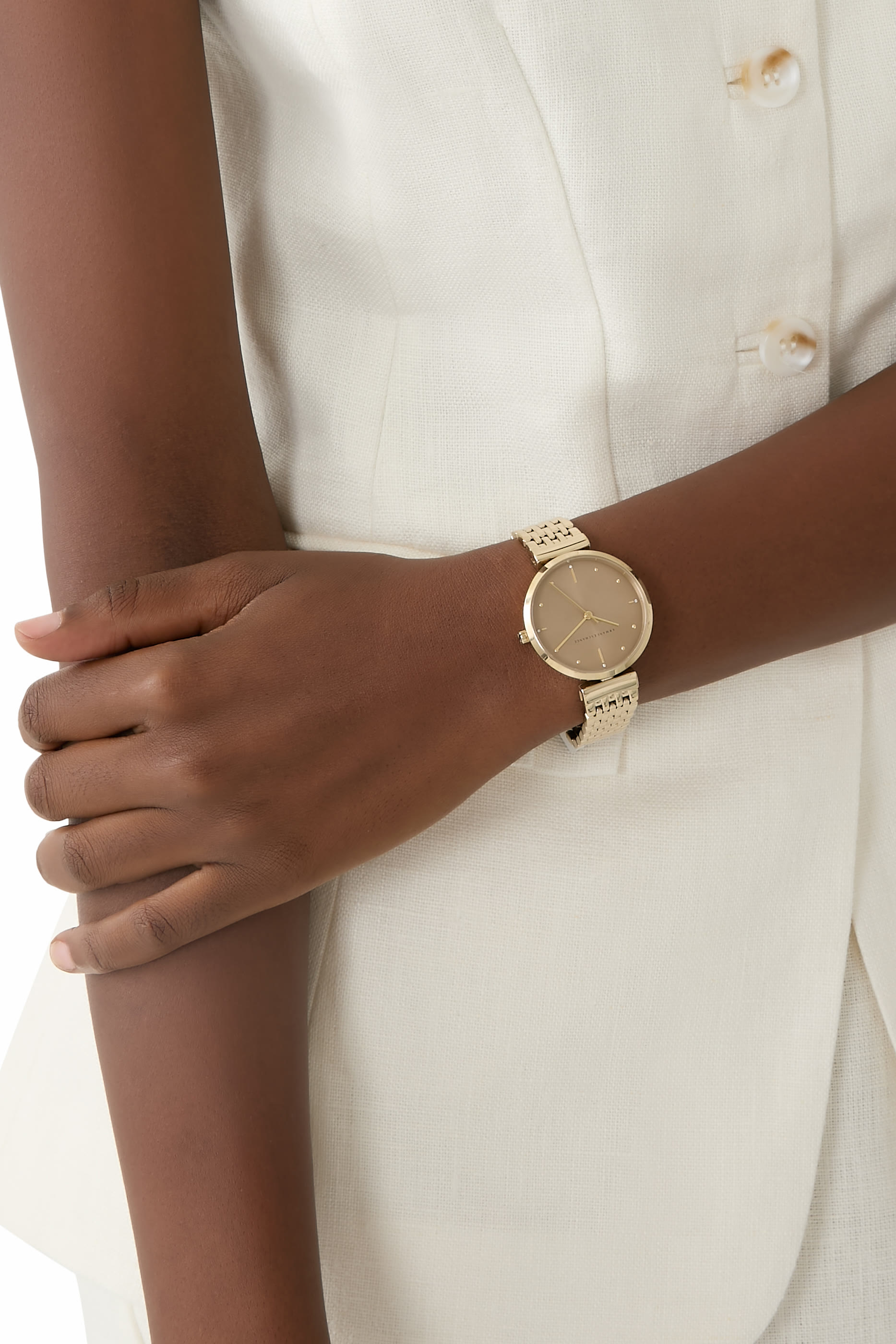 Three-Hand Gold-Tone Stainless Steel Watch