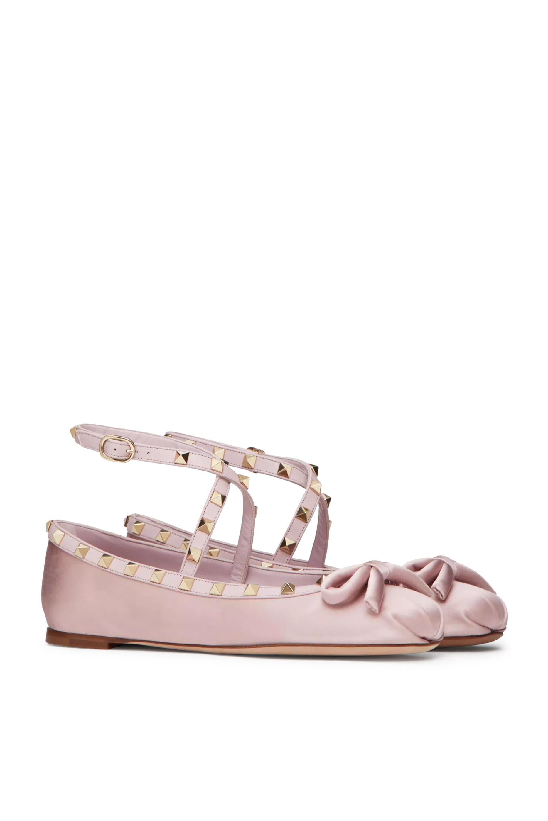 Rockstud Satin Ballerinas