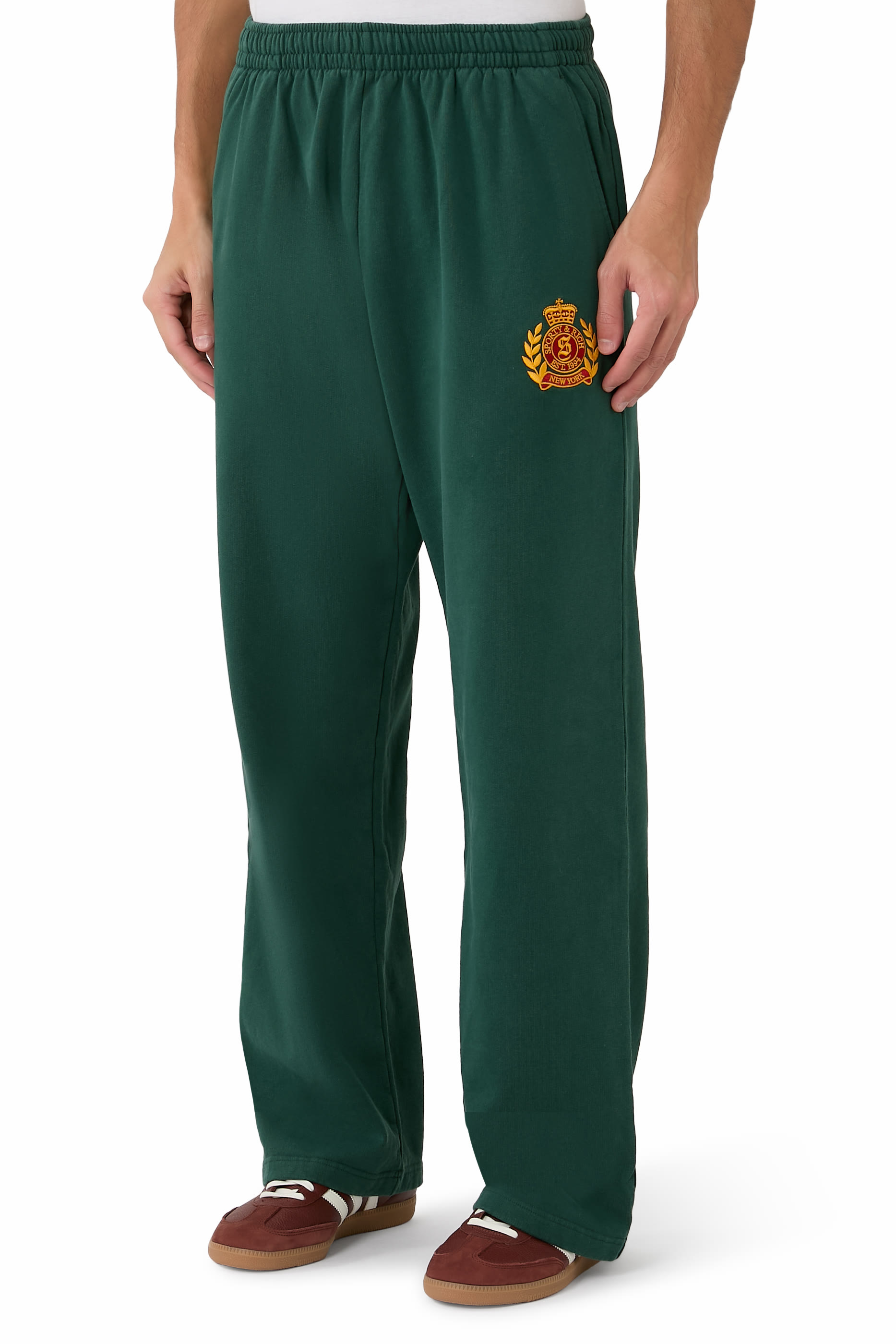 NY Crest Embroidered Wide Sweatpants