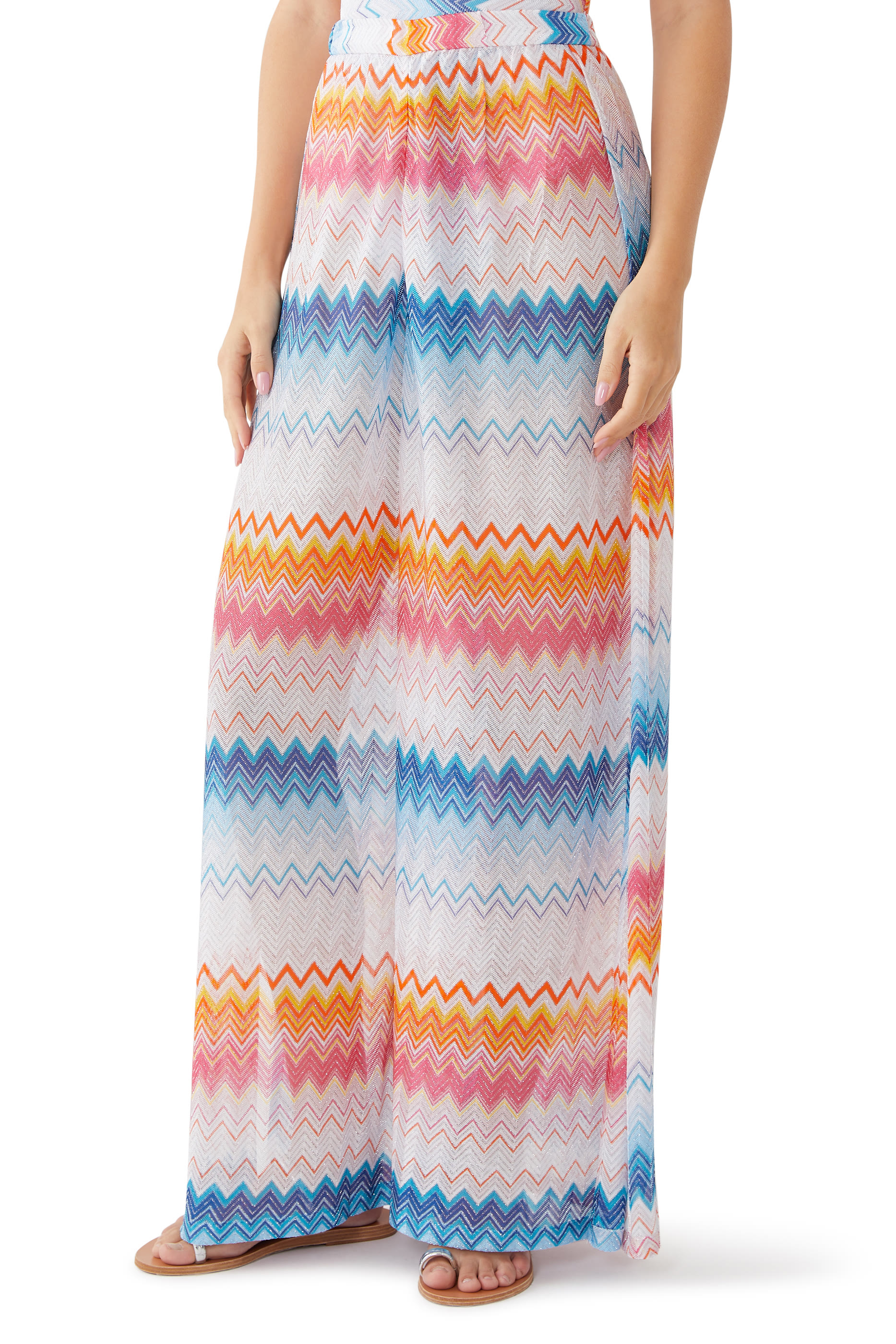 Mare Chevron Raschel Lurex Wide Leg Pants