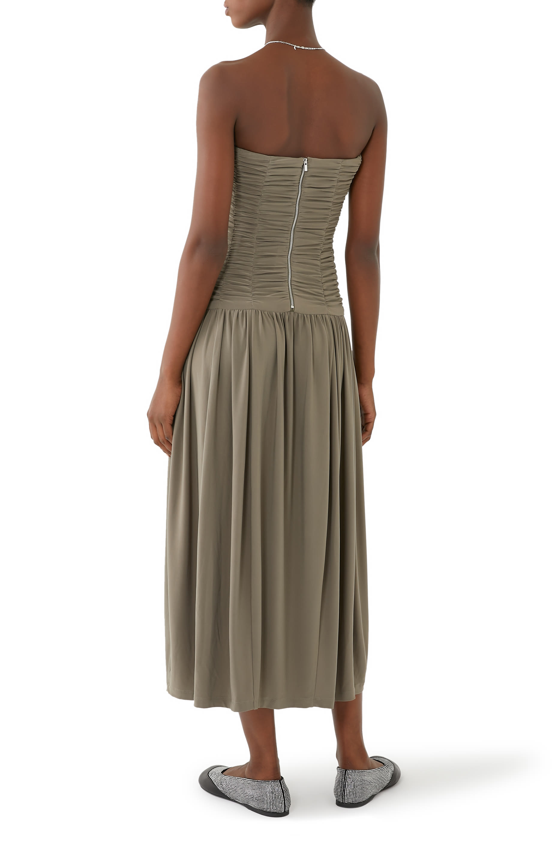 Draped Jersey Ruched Dress