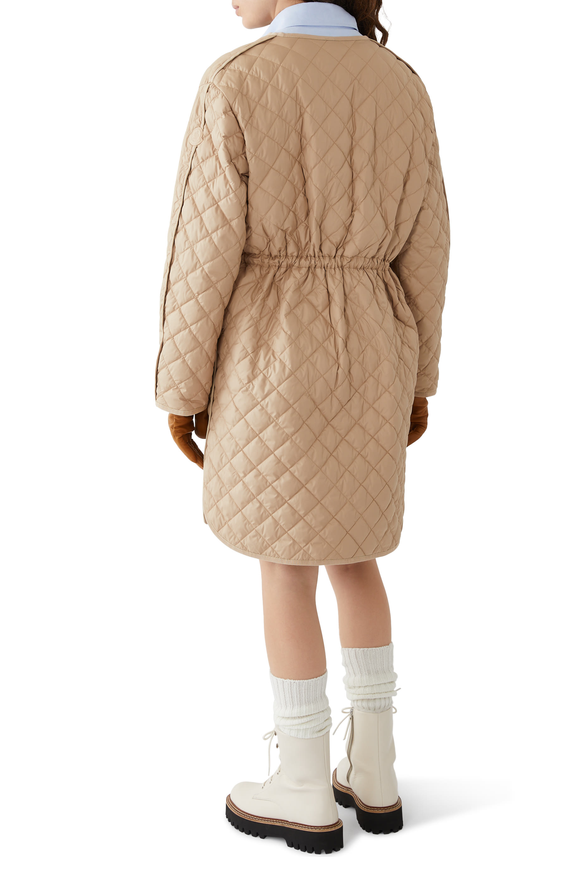 Etelan Hooded Diamond-Quilted Long Down Jacket
