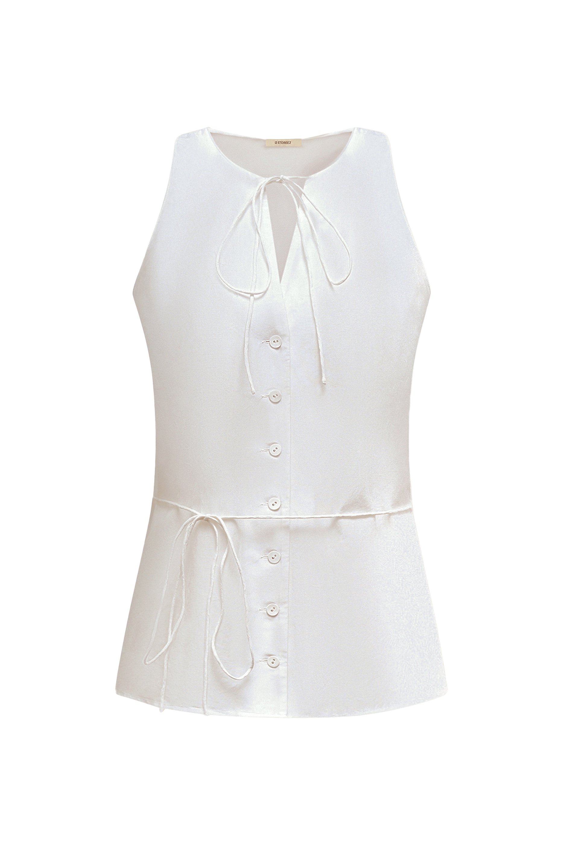 Button-Up Belted Top