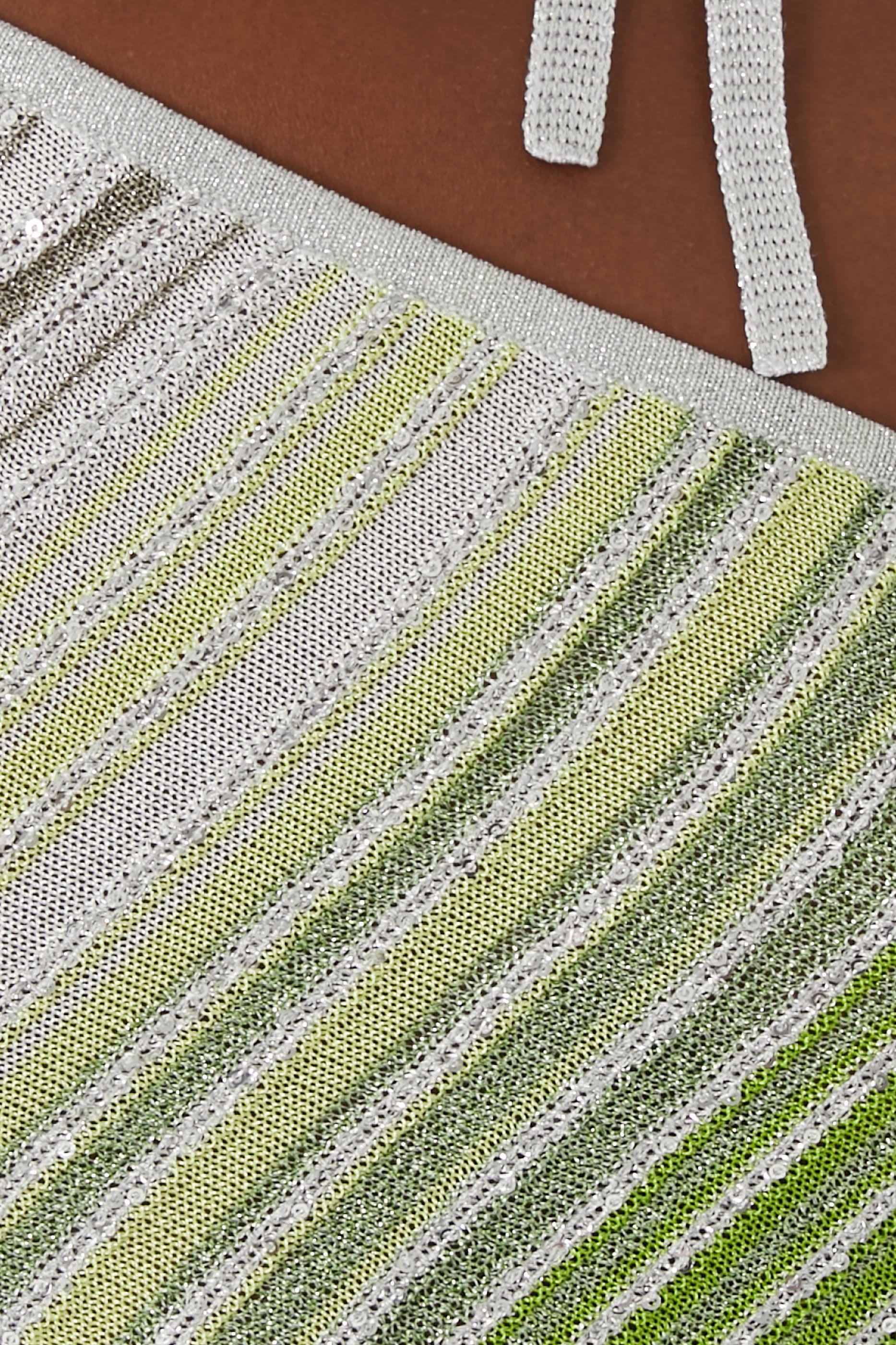 Asymmetrical One-Shoulder Partial Striped Top with Sequins