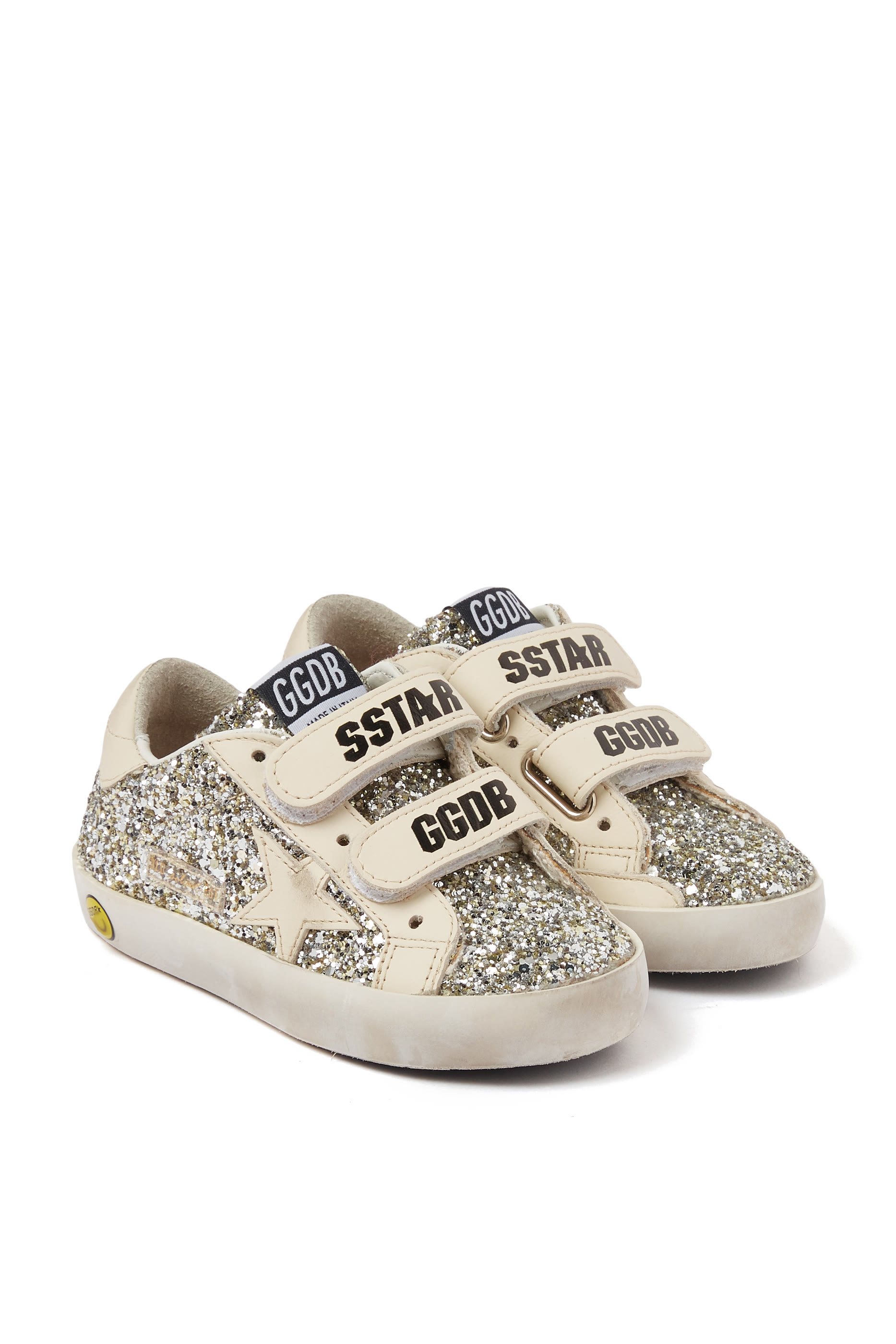 Kids Old School Leather Star & Glitter Sneakers