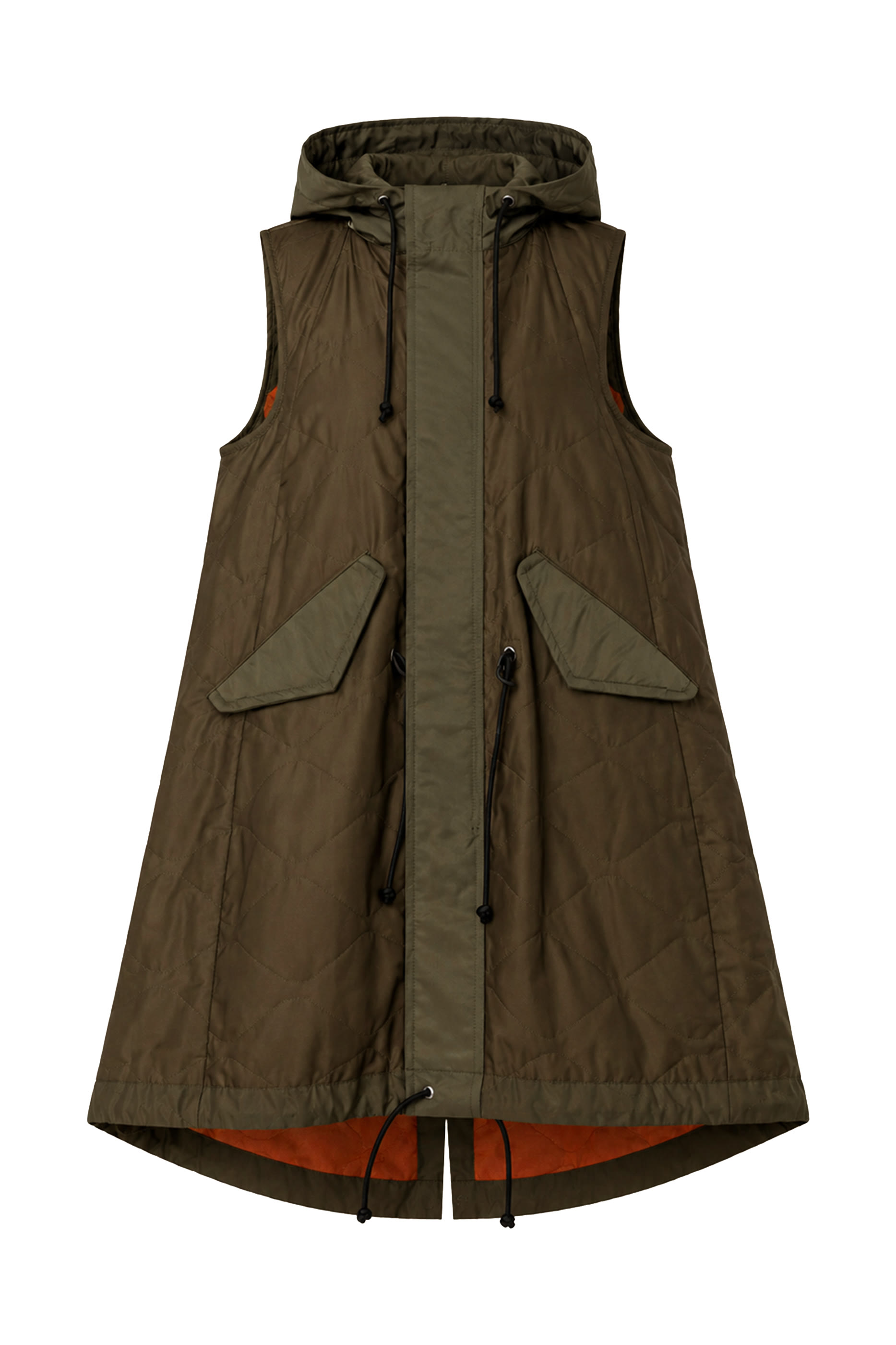 Quilted Satin Hooded Vest 