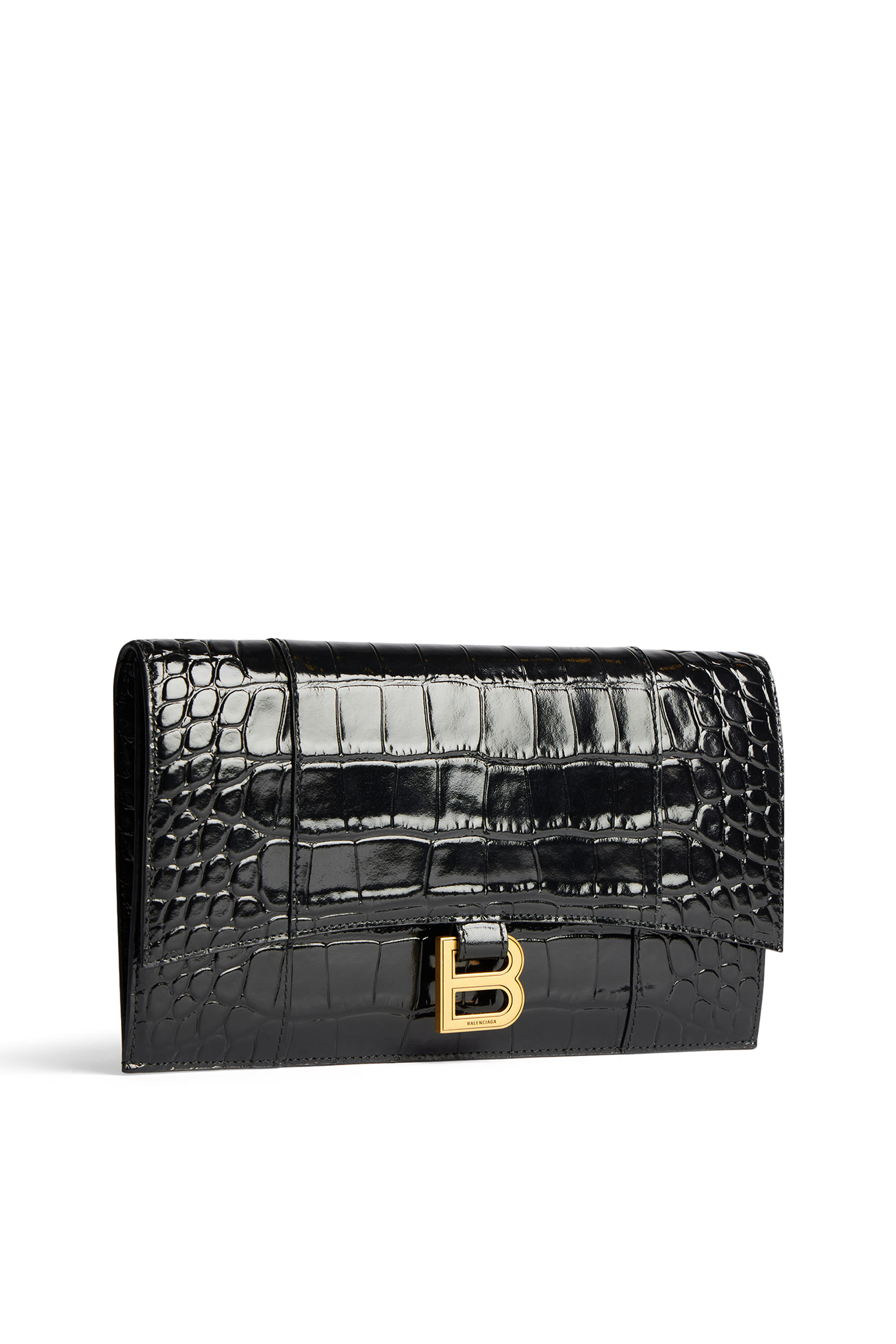 Hourglass Crocodile Embossed Flat Pouch