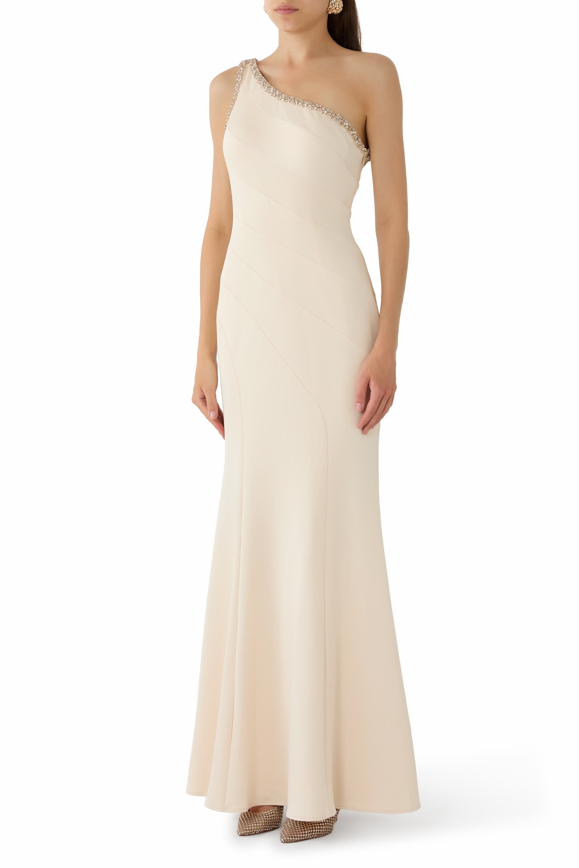 One-Shoulder Cowl Gown