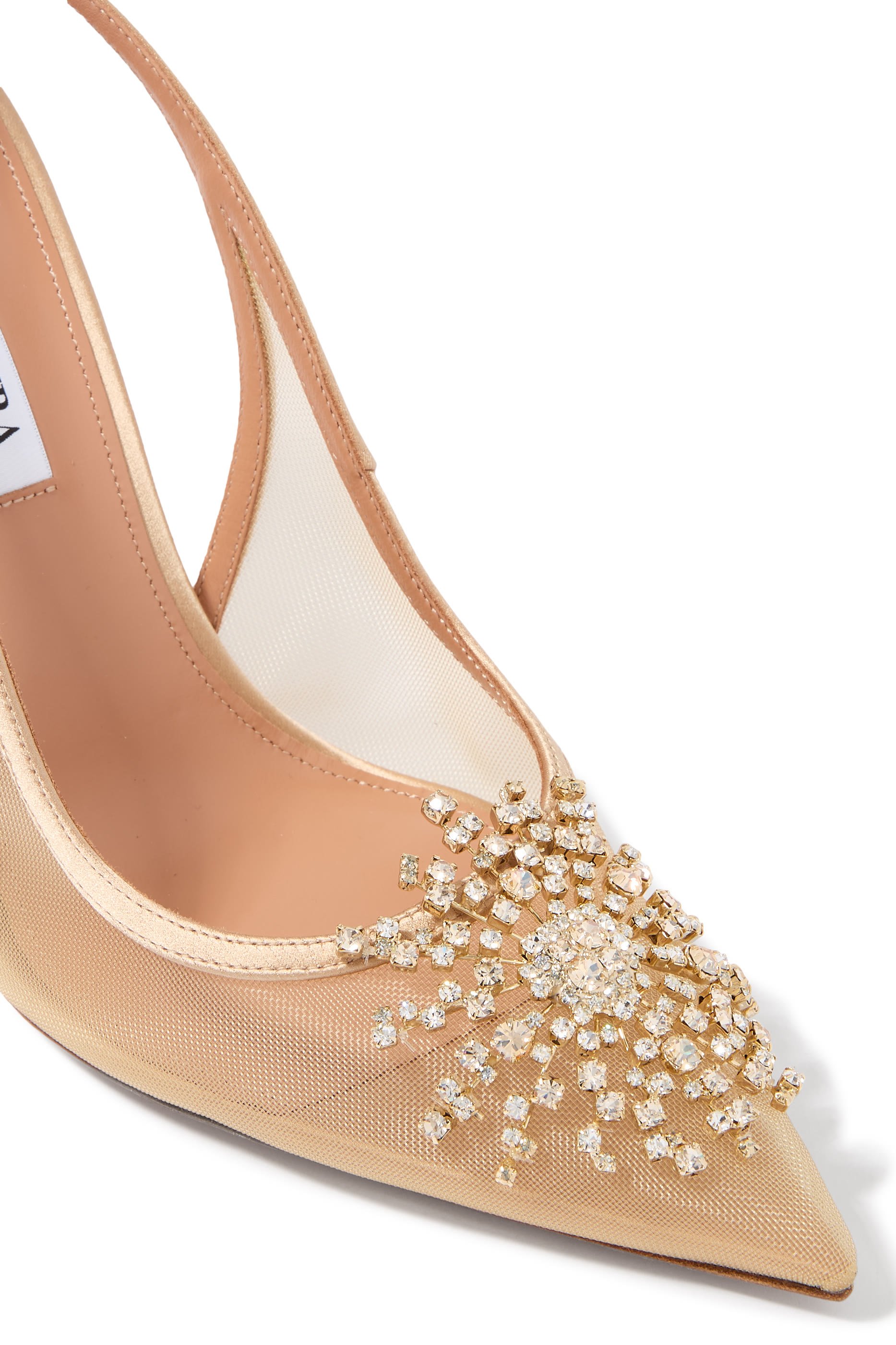  Firework 105 Crystal-Embellished Satin-Trimmed Mesh Pumps 