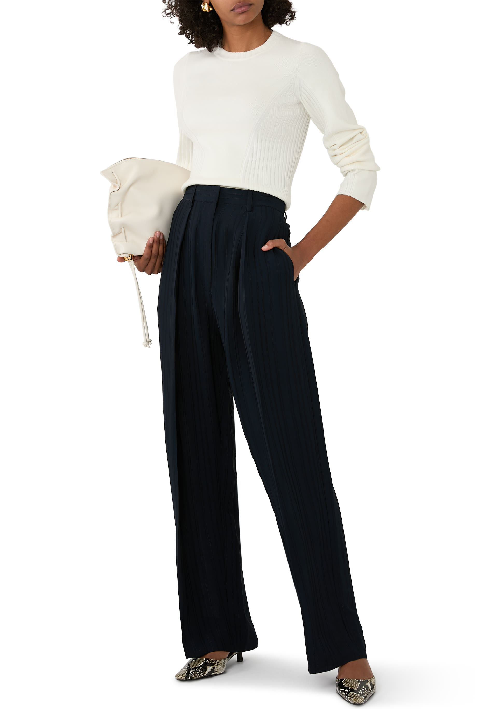 Panelled Rib Crew Neck Top