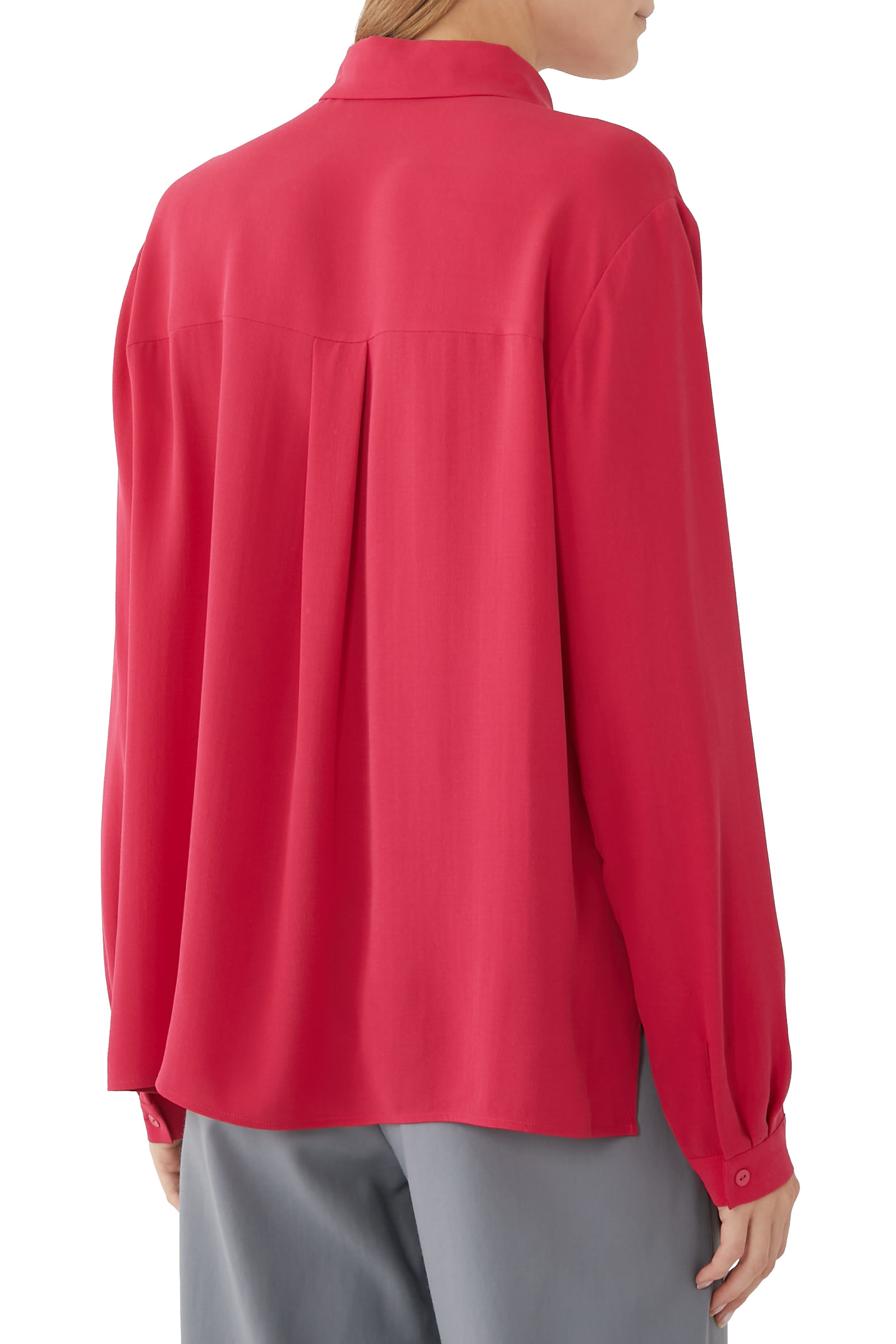 Silk Georgette Crepe Classic Collar Shirt