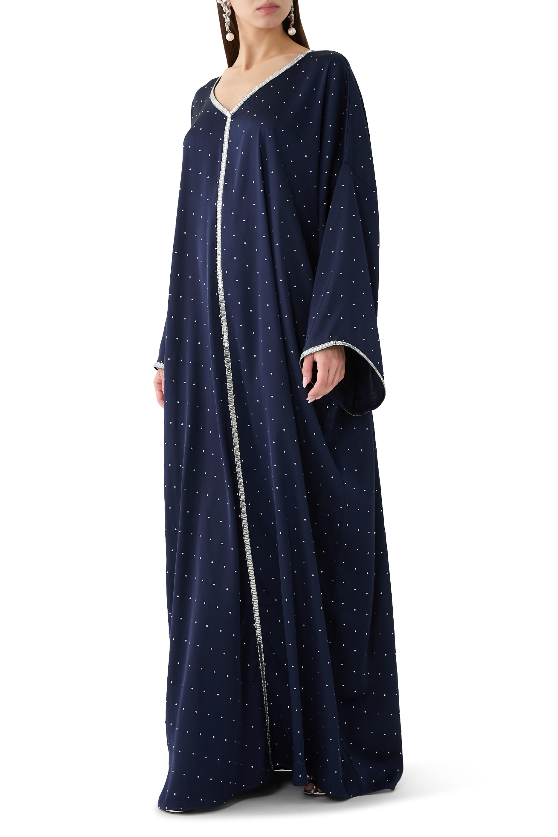 Studded Free Size Kaftan with Trim