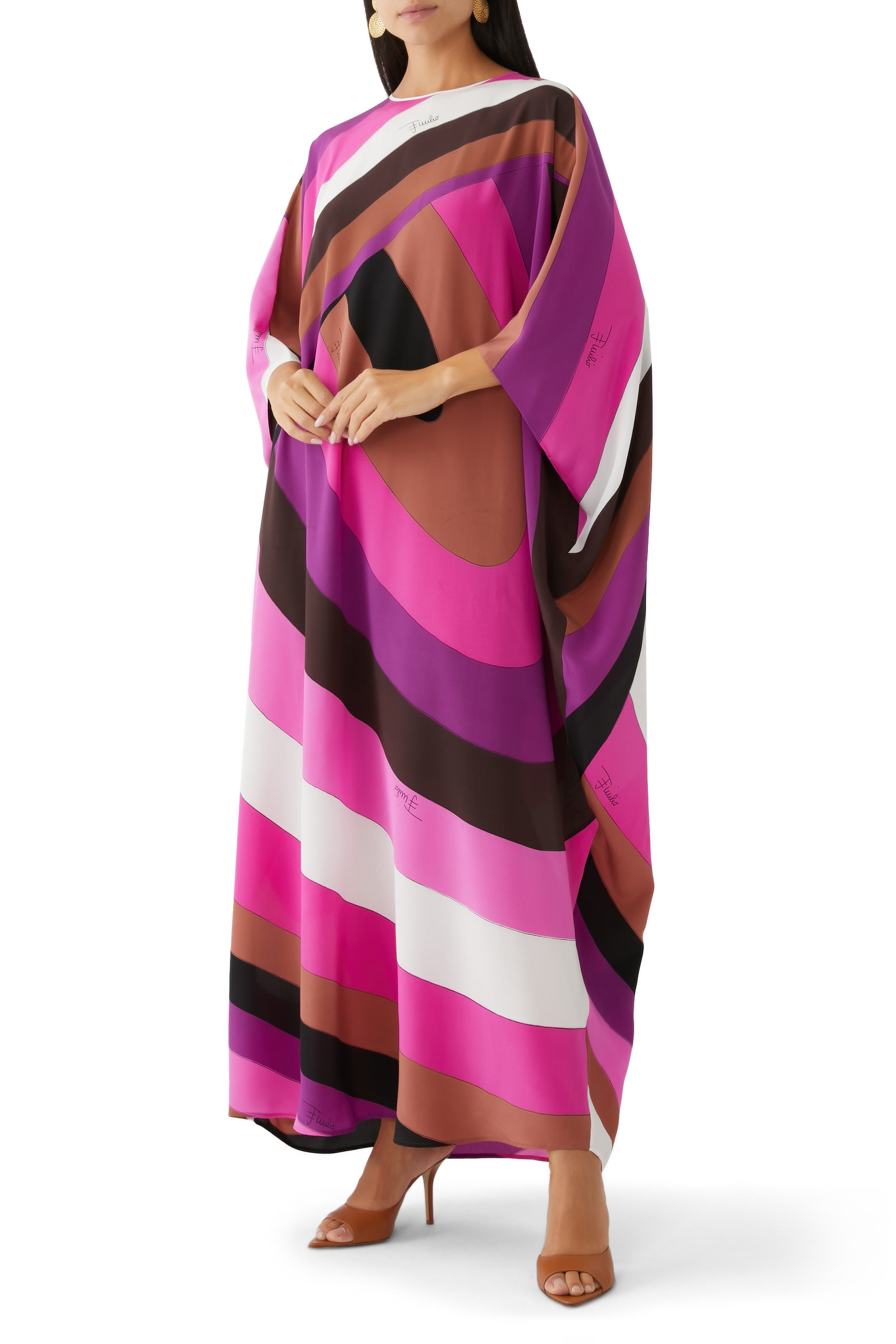 Iride-Print Silk Kaftan