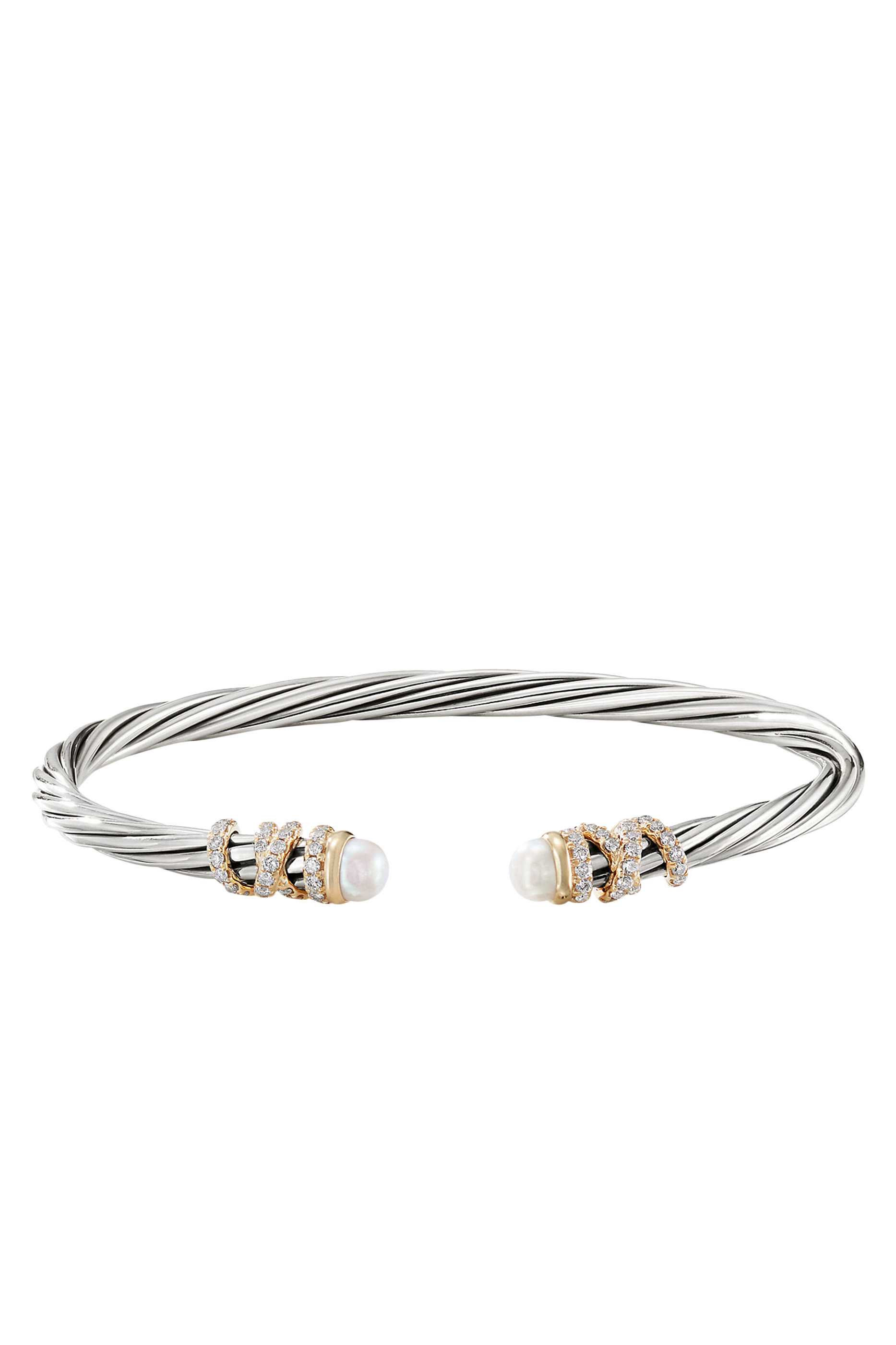 Helena Bracelet, Sterling Silver with 18K Gold, Diamond & Pearl
