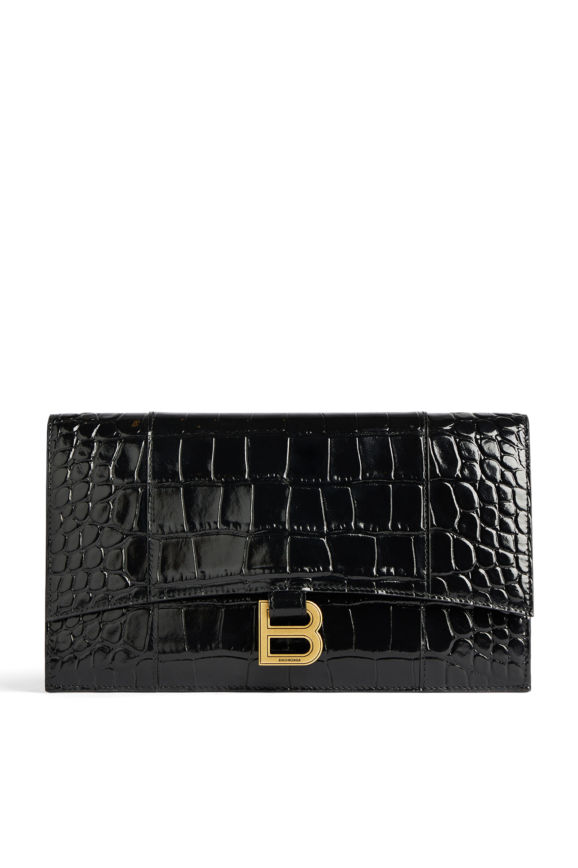 Hourglass Crocodile Embossed Flat Pouch
