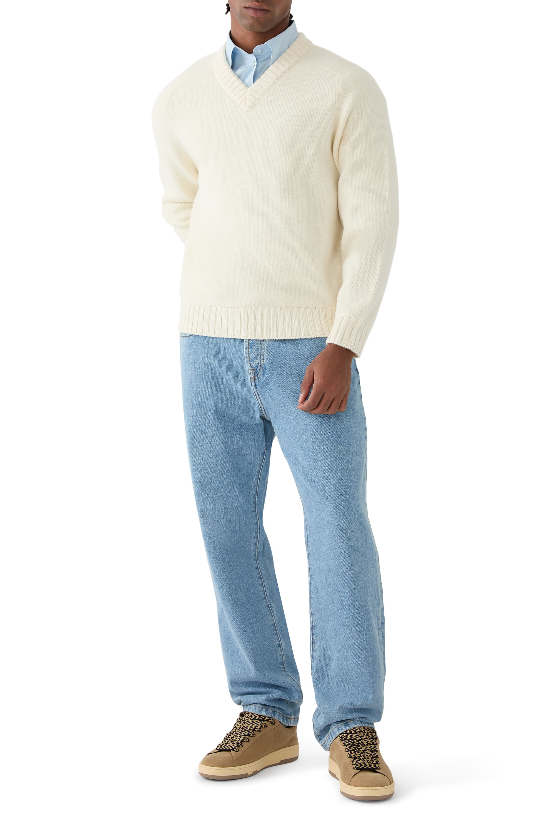 Heavy Wool Cashmere V-Neck Sweater