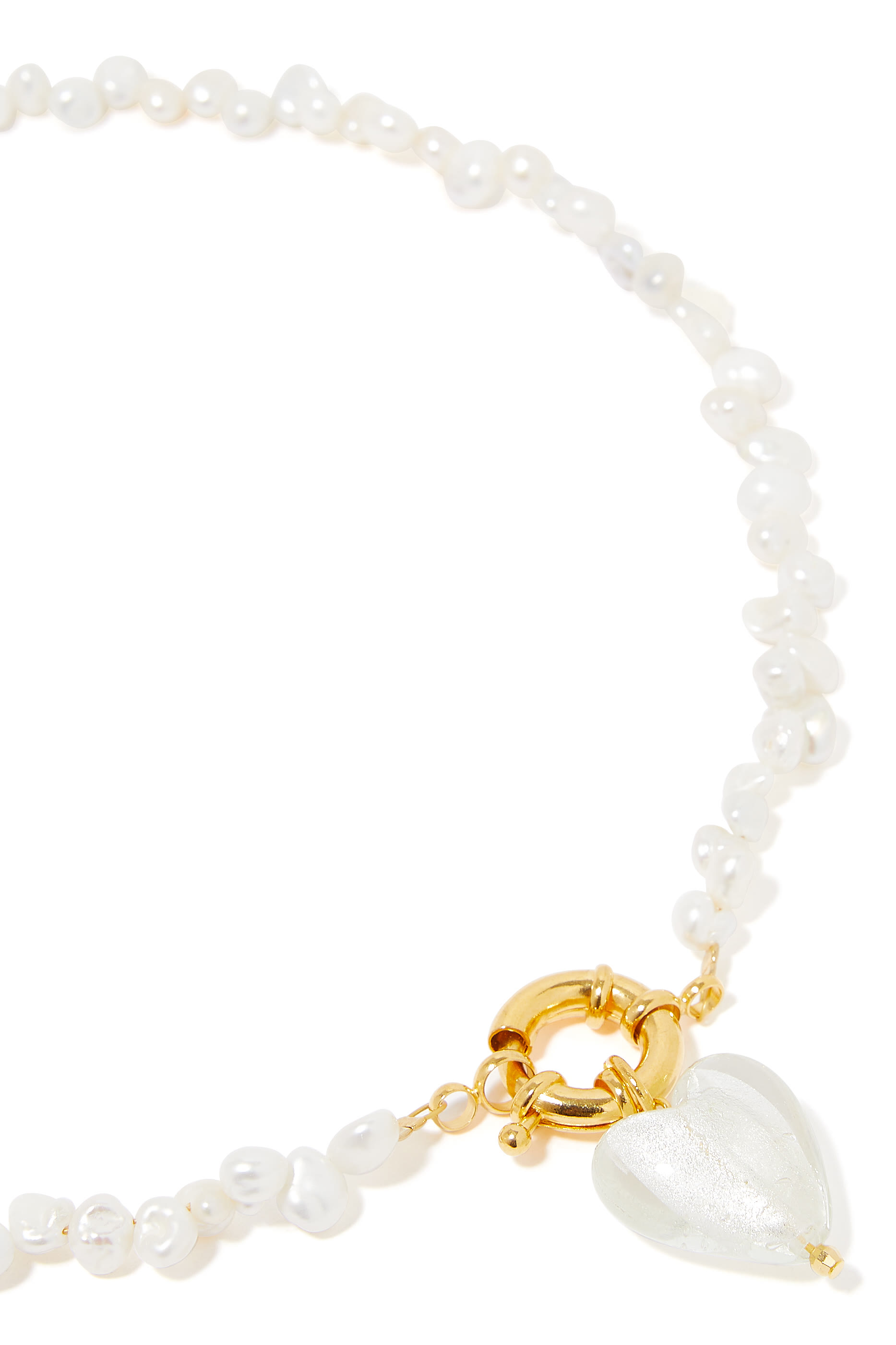 Invisible Touch Necklace, 24k Gold-Plated Clasp with Fresh Water Pearls & Glass