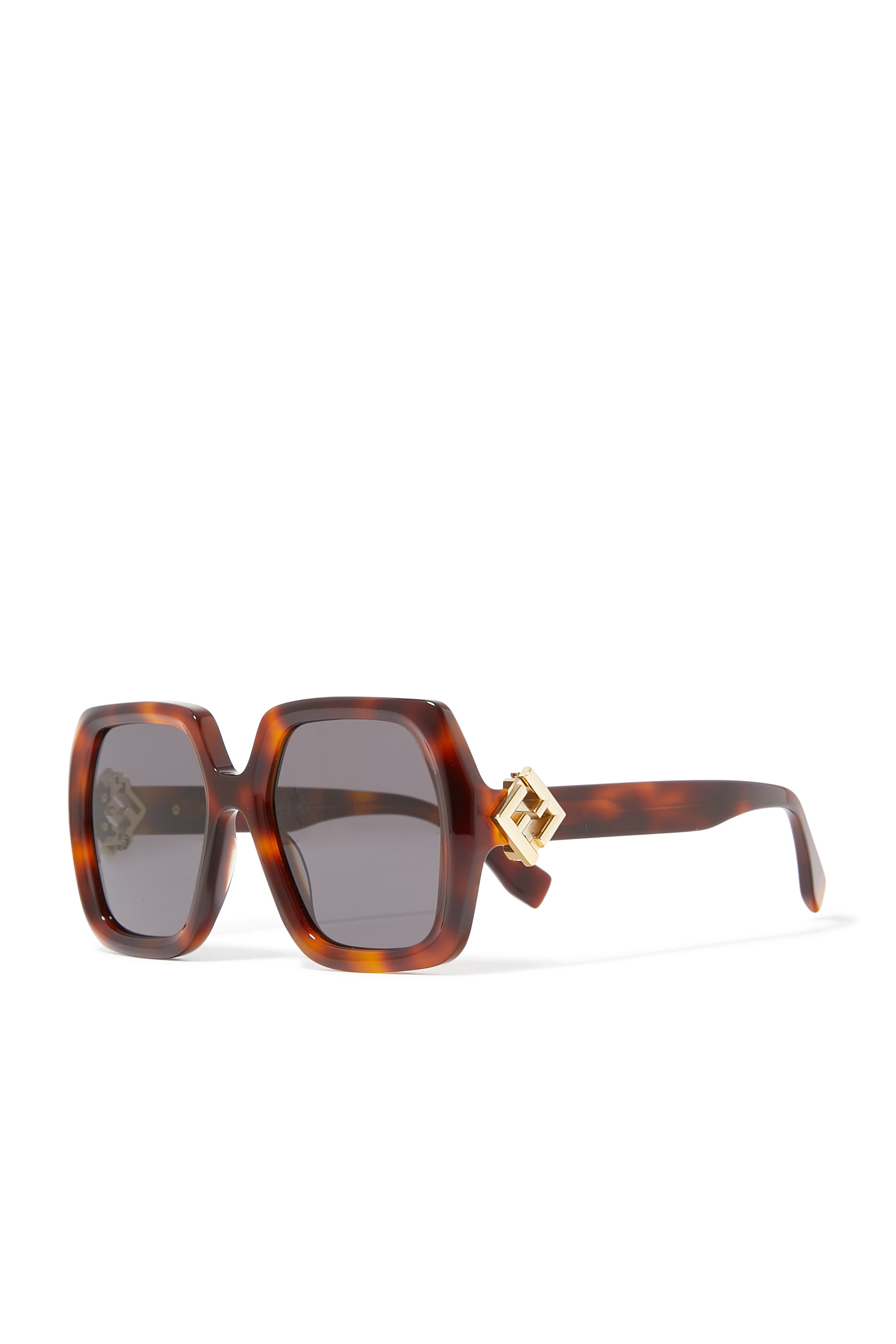 FF Diamonds Brown Havana Square Sunglasses