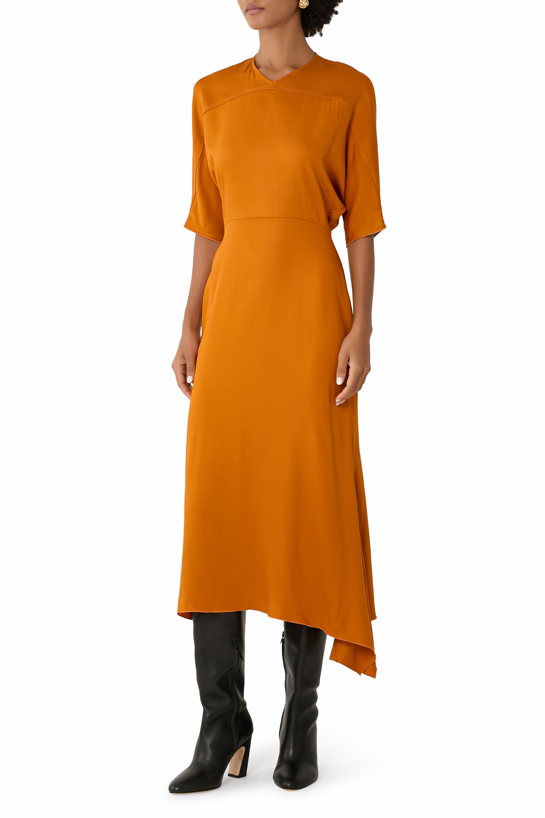 Drop Sleeve Kick Midi Dress