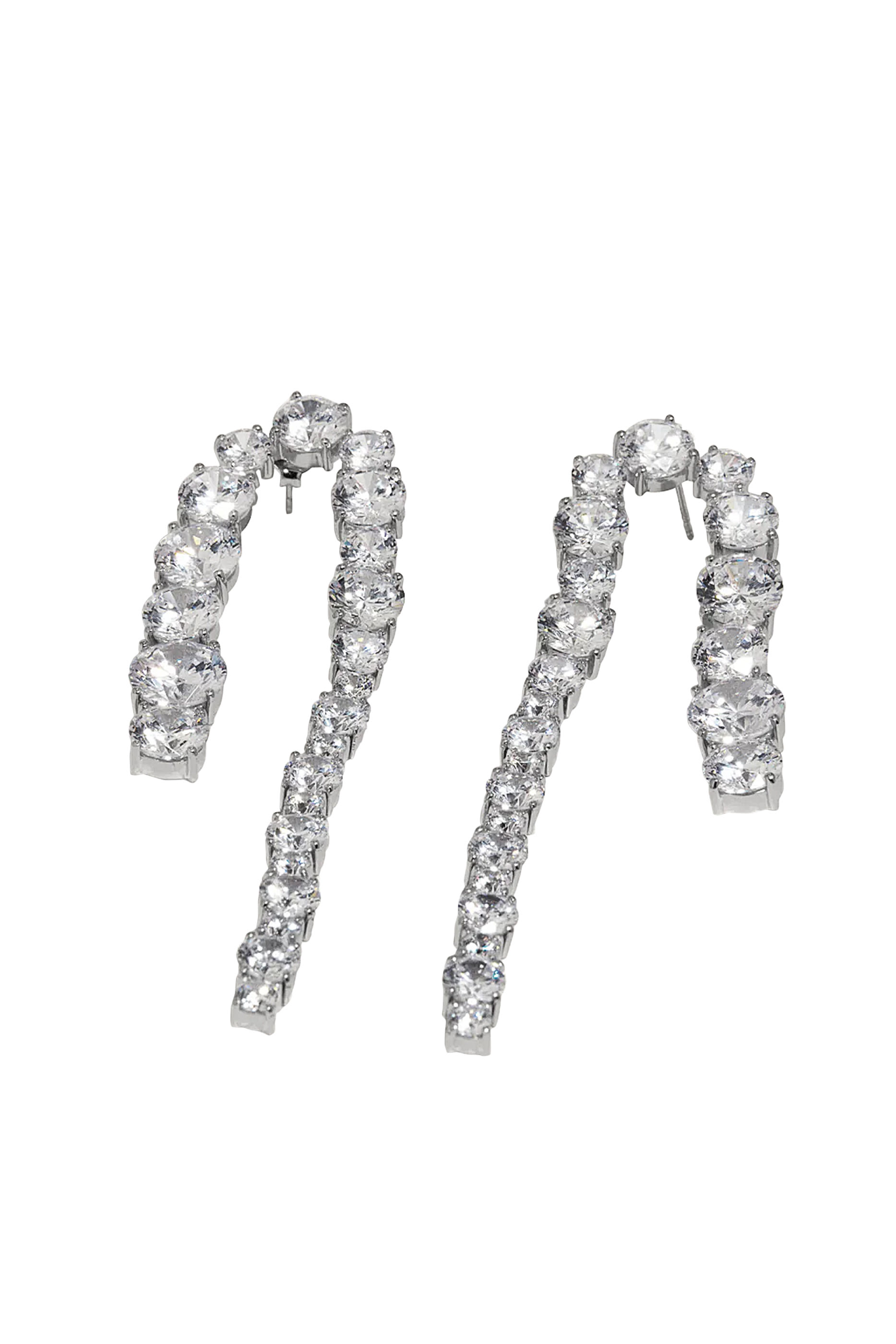 Sleuth Earrings,  Recycled Sterling Silver Plated in Rhodium & Cubic Zirconia