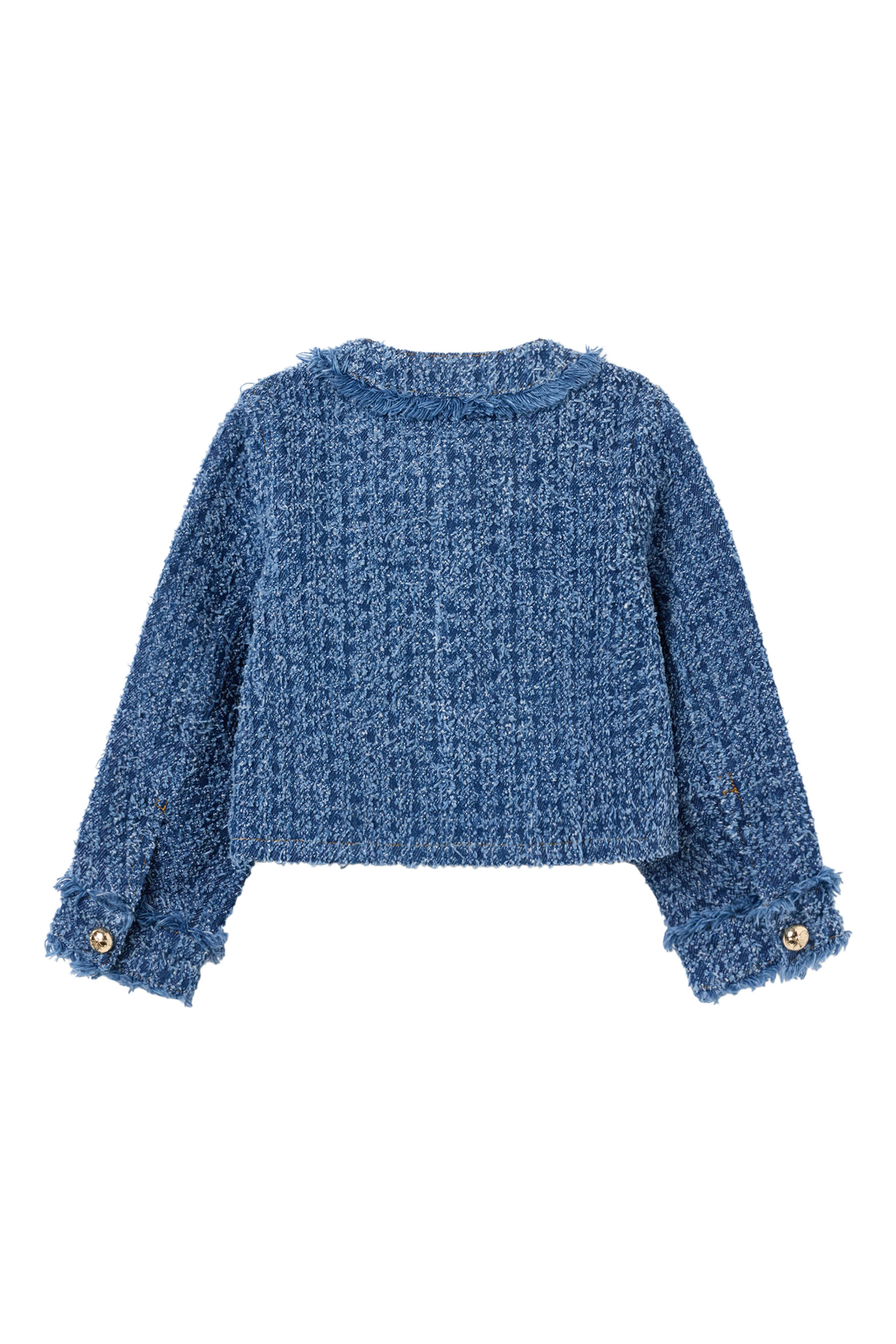 Kids Textured Denim Heart Trim Jacket