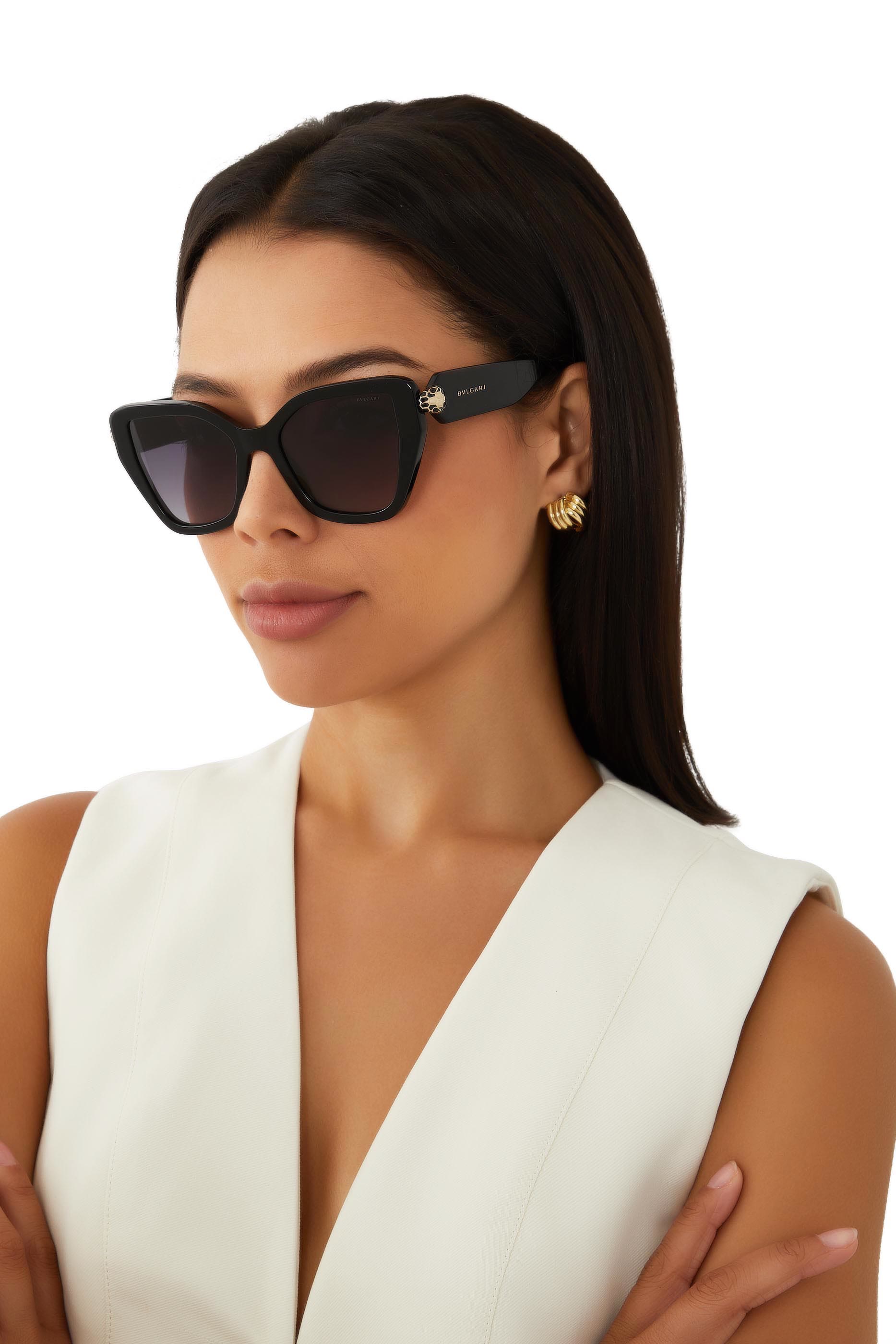 Serpenti Forever Black Butterfly Sunglasses