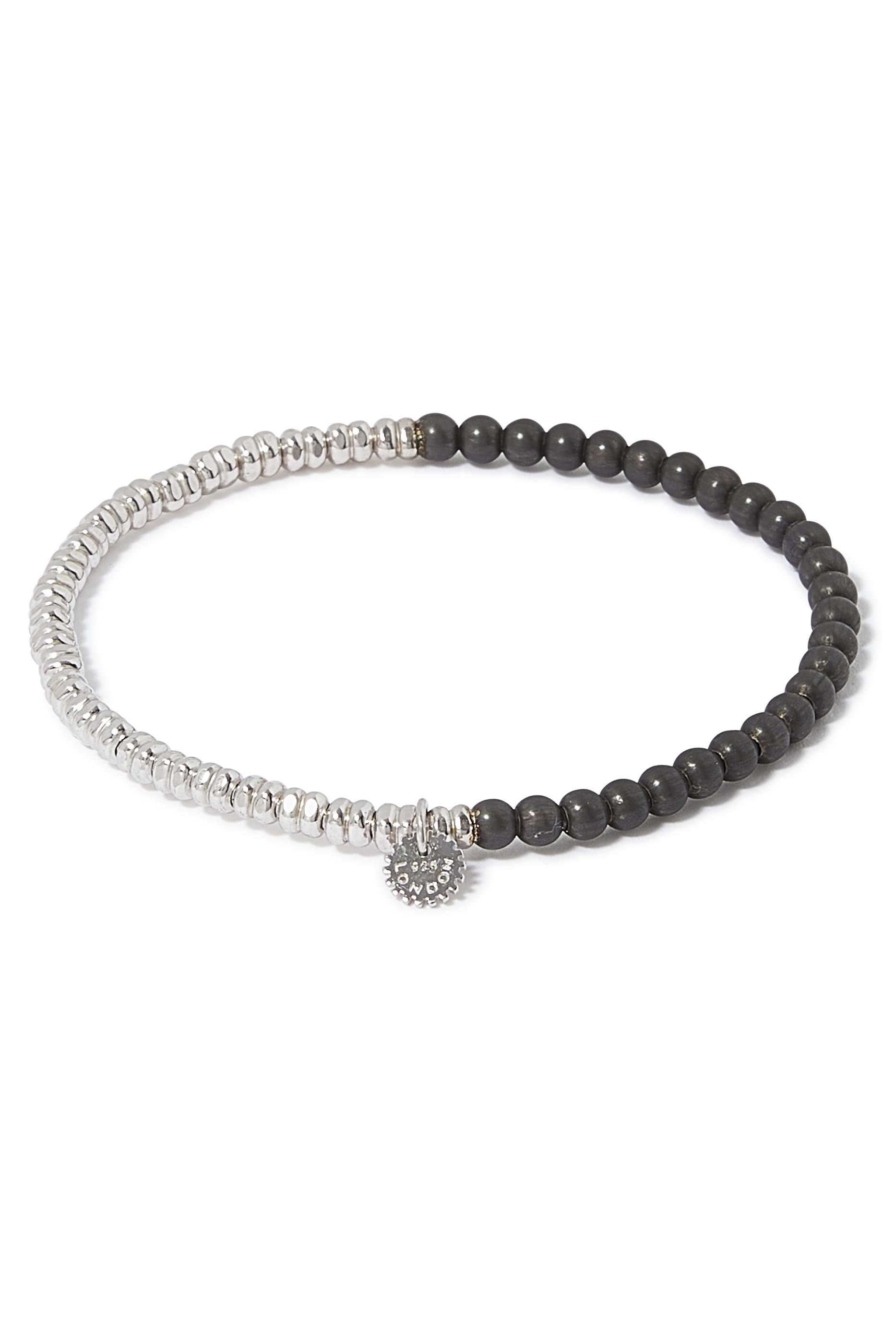 Titanium Rhodium Bead Bracelet