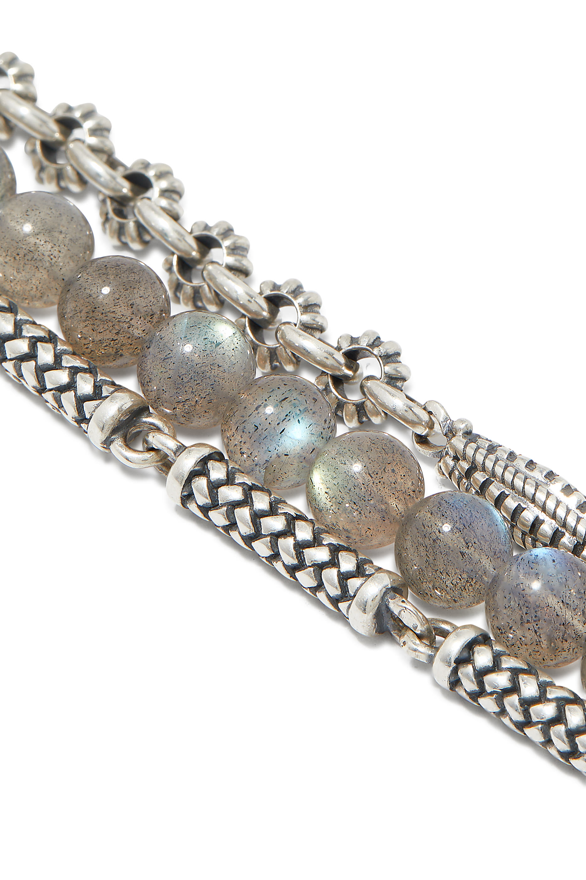 Wrap-Around Beaded Bracelet, Sterling Silver & Labrodite