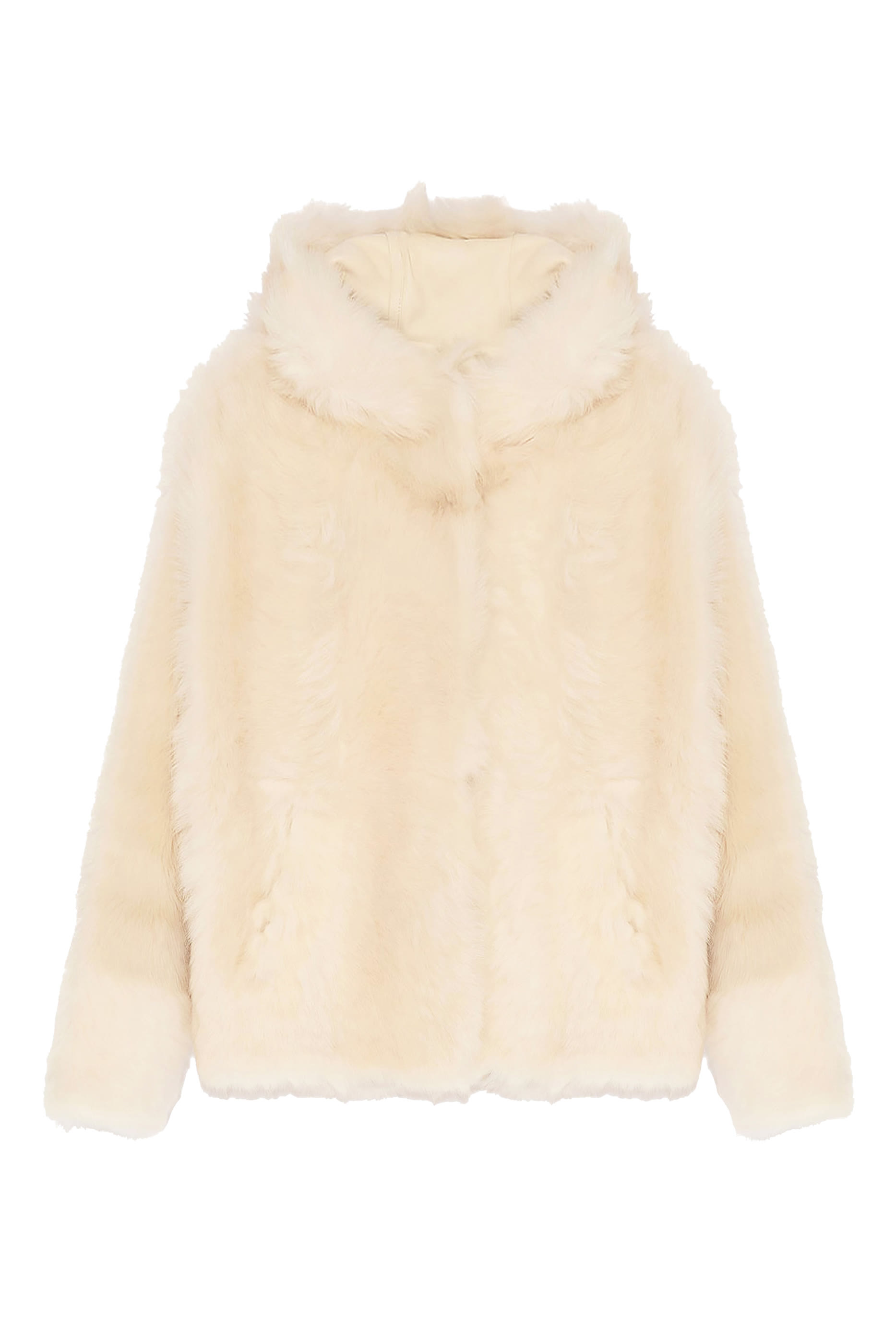 Short Hooded Jacket in Toscana Folk Lambskin