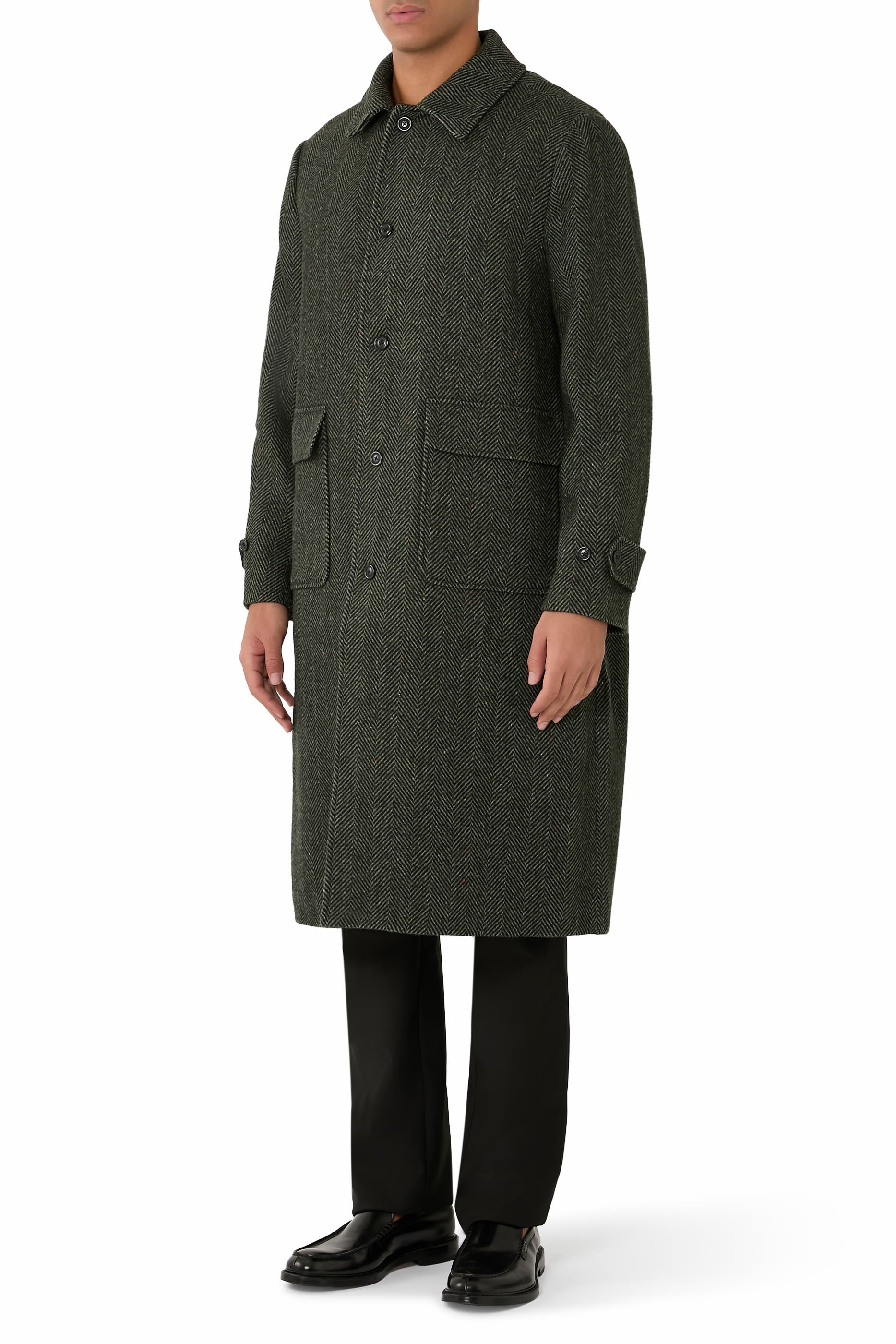 Maximilian Herringbone Wool Coat