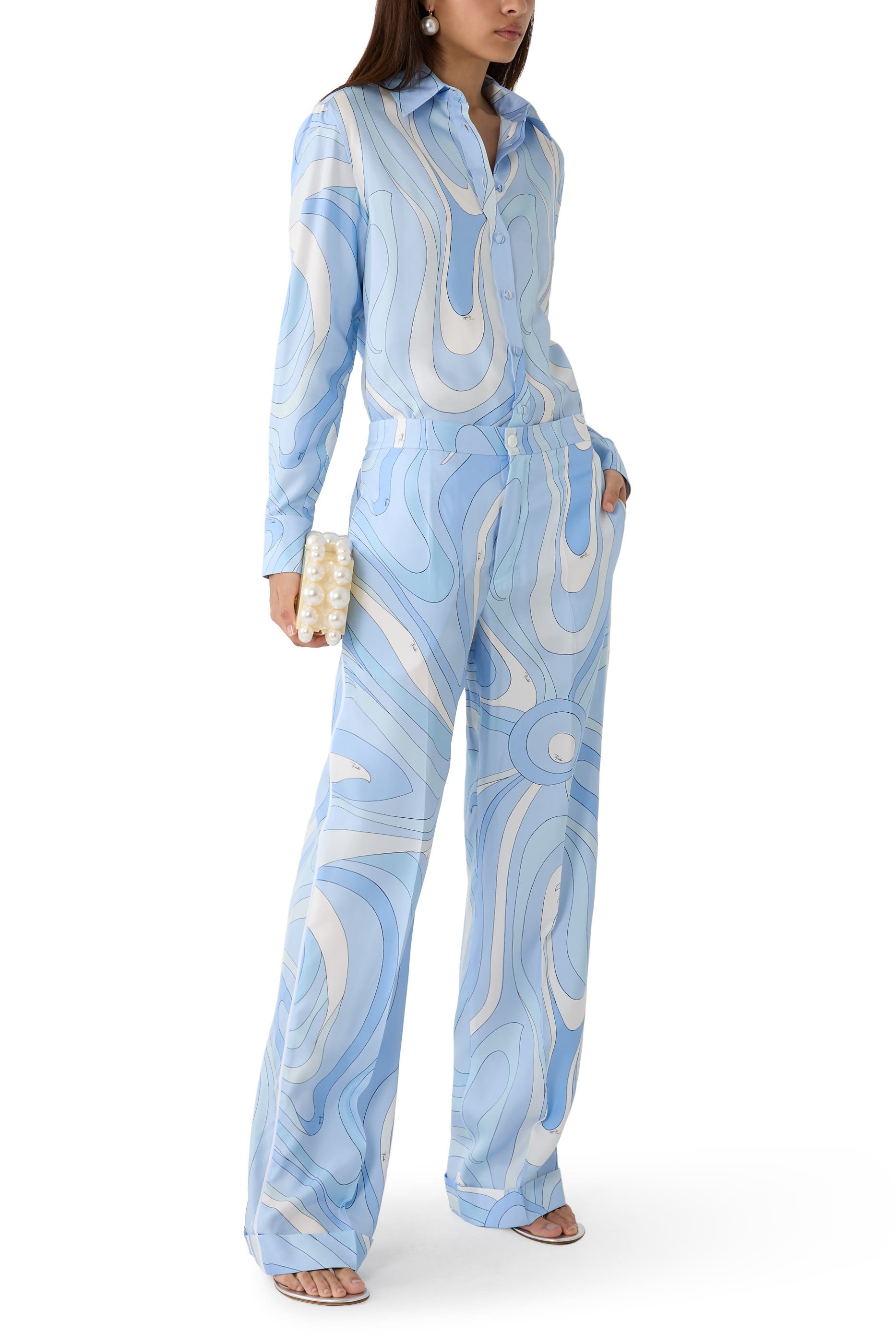 Marmo Print Silk Pants