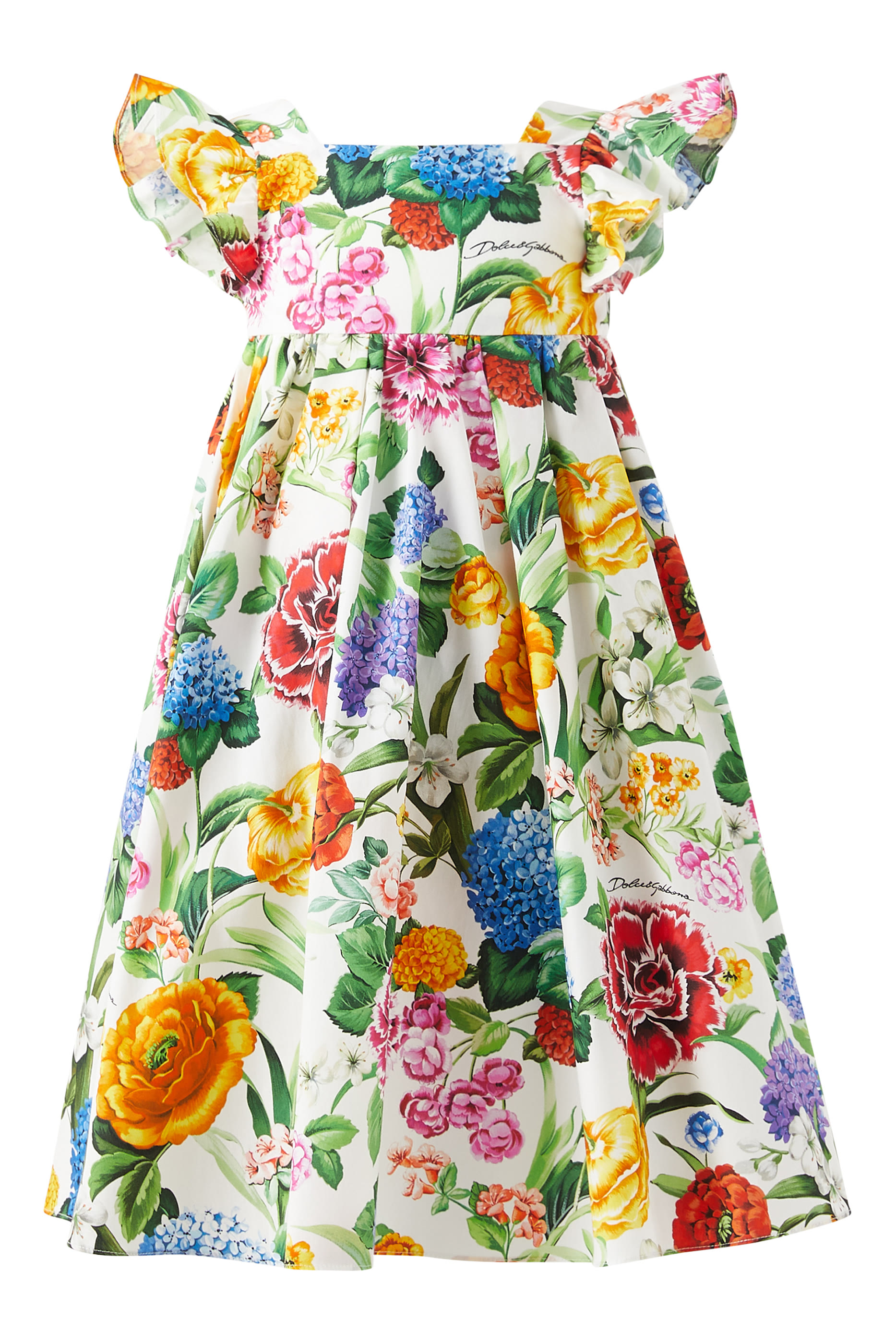 Kids Floral Print Poplin Dress