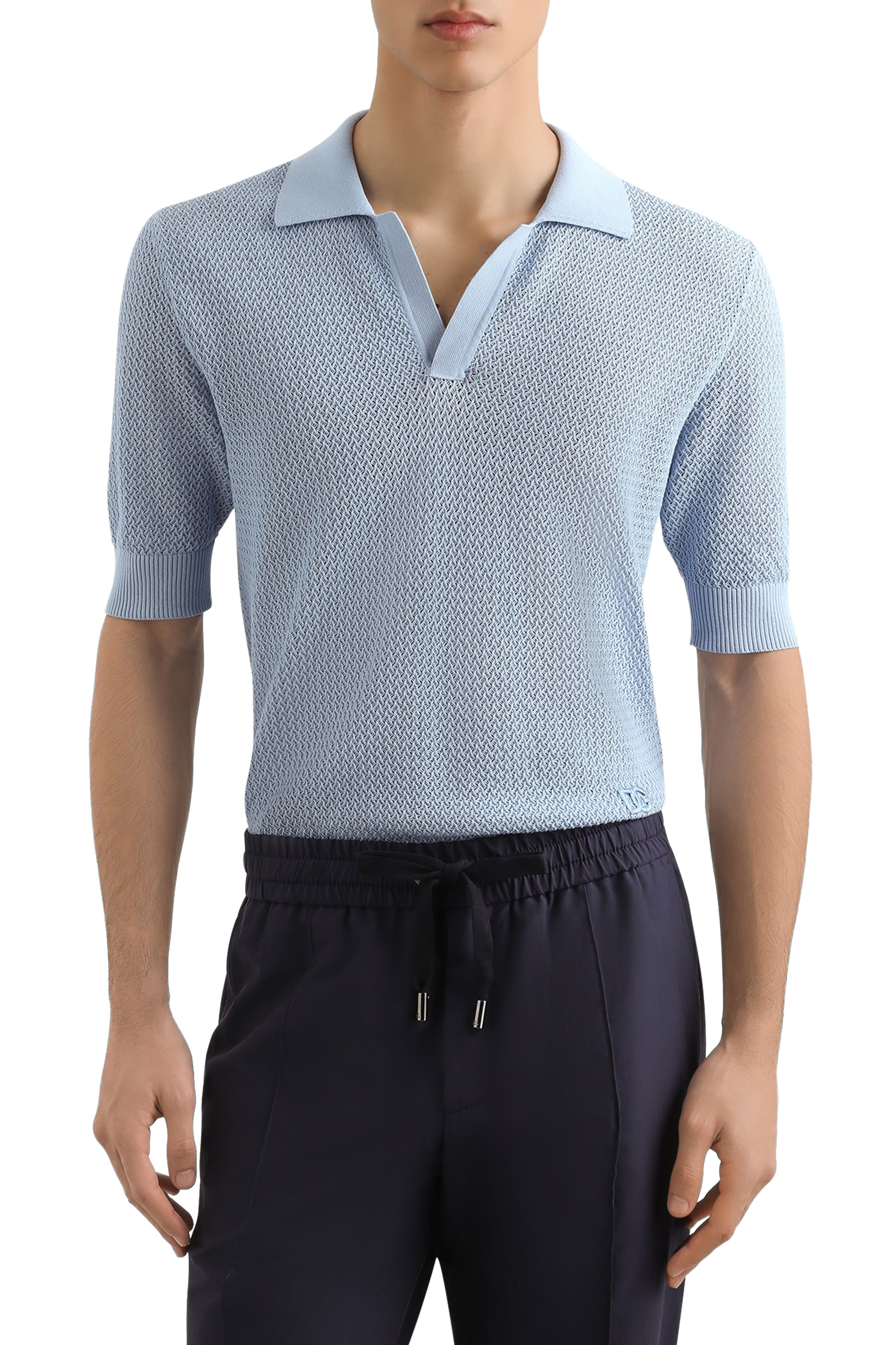 Micro-Pattern Cotton Polo Shirt
