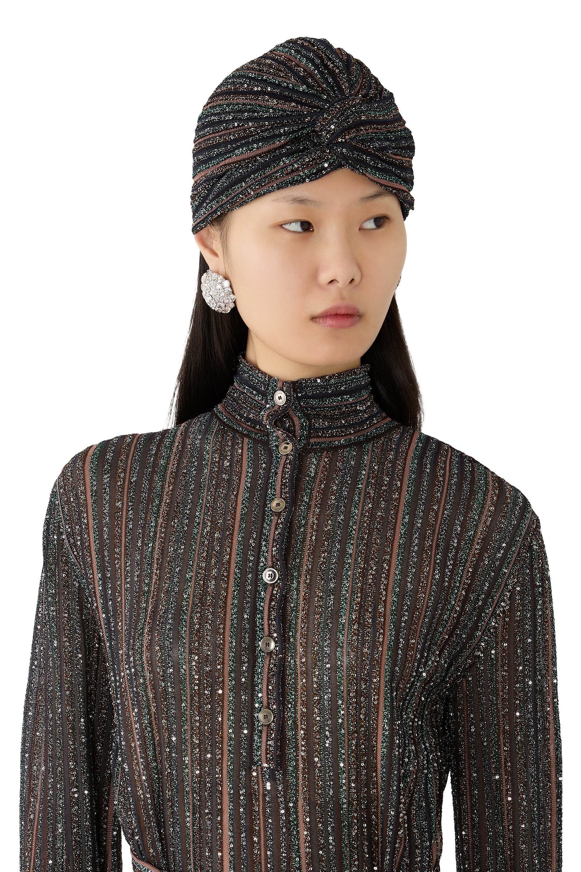 Sequined Ribbed Turban