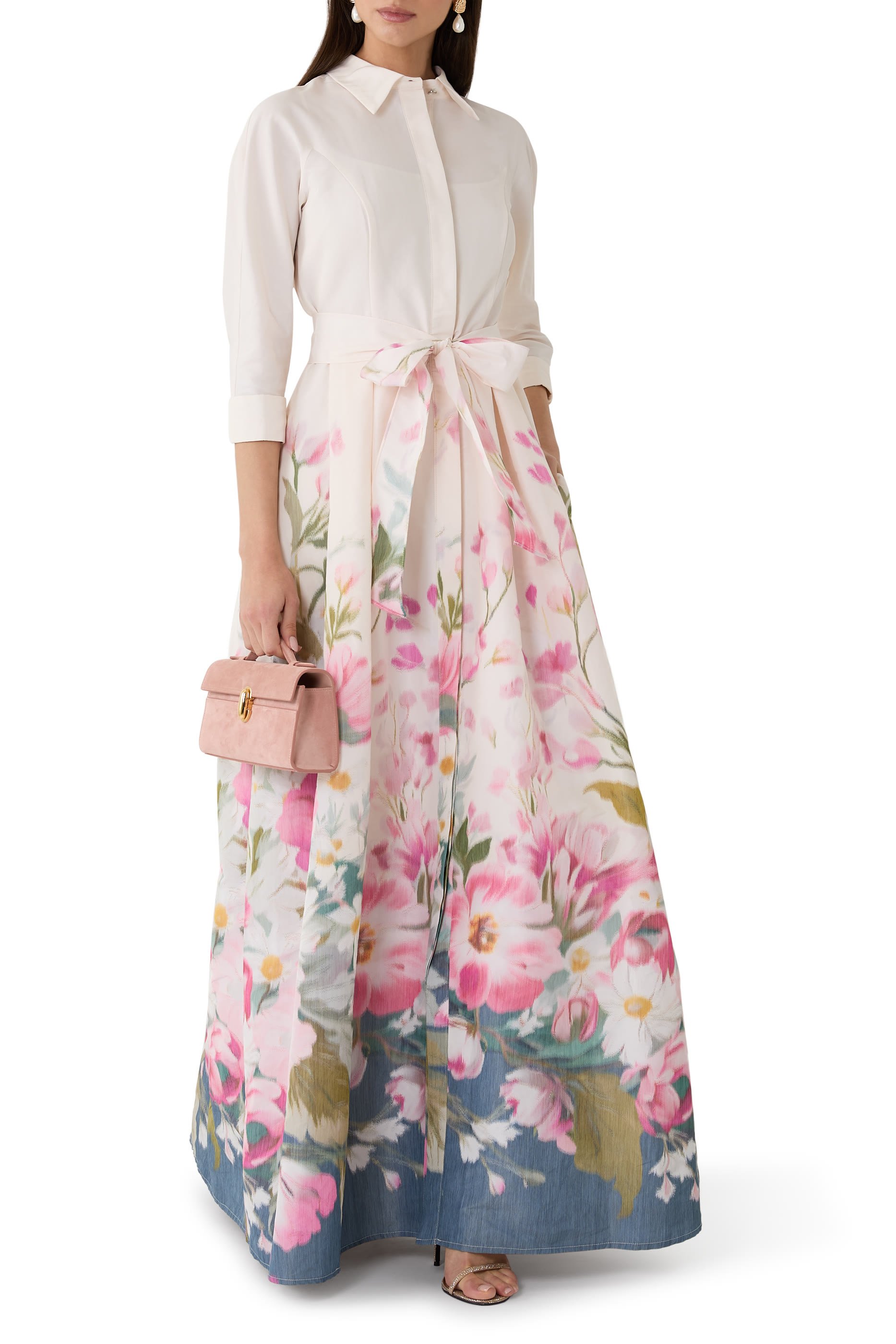 Taffeta Digital Placement Print Shirt Gown