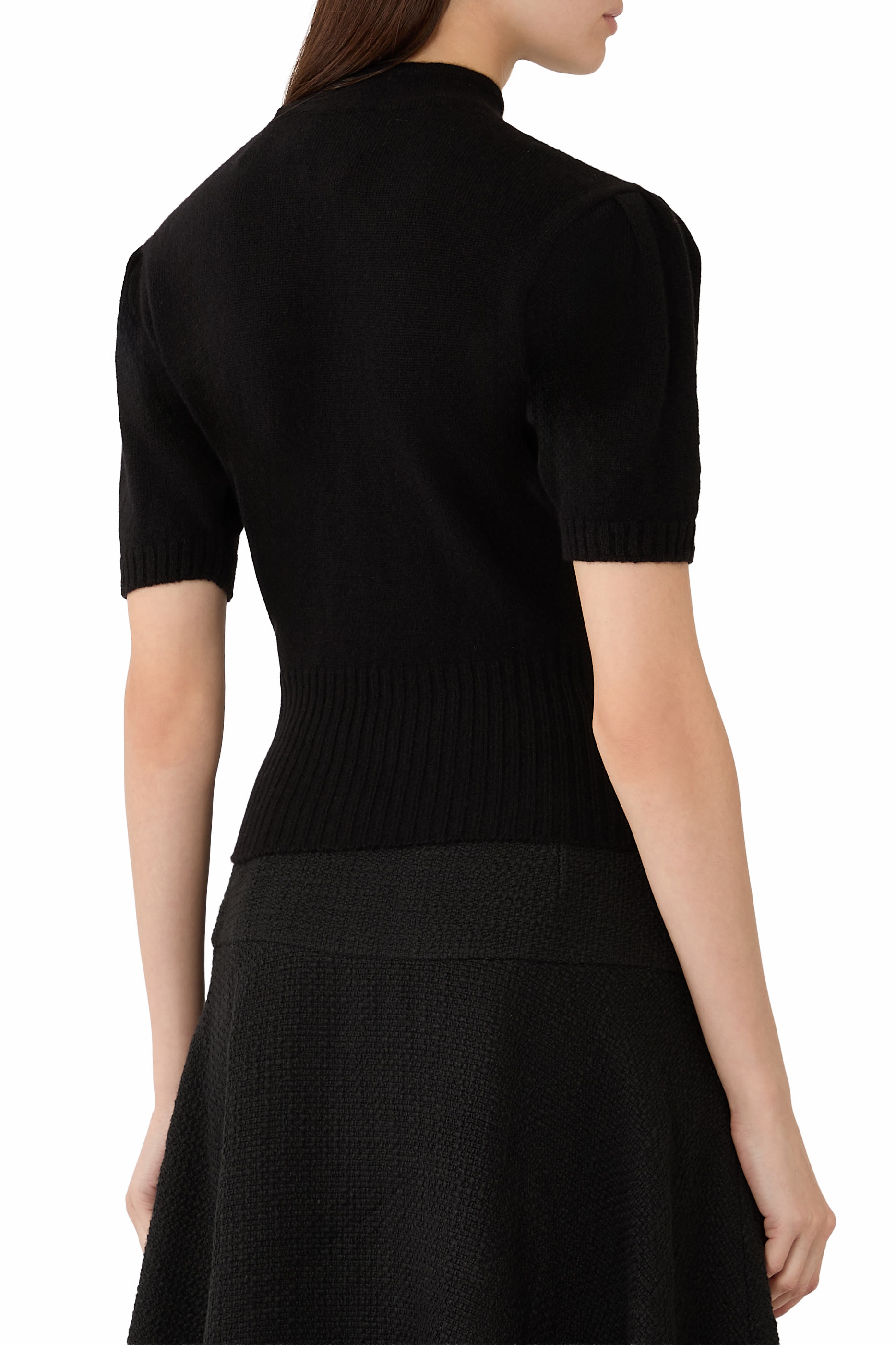 Embellished Mandarin Collar Cashmere Jumper