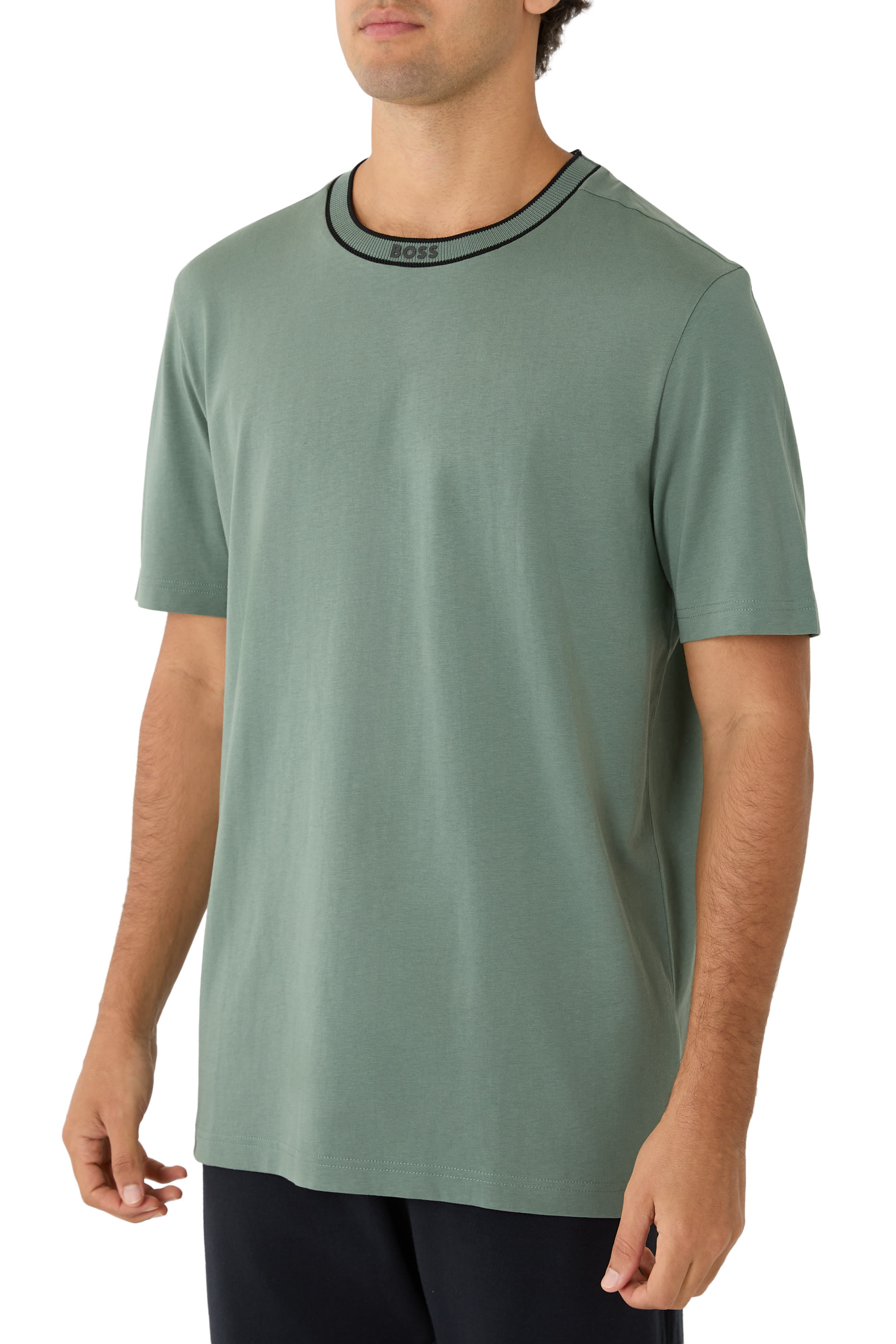 Logo Stripe Collar T-Shirt