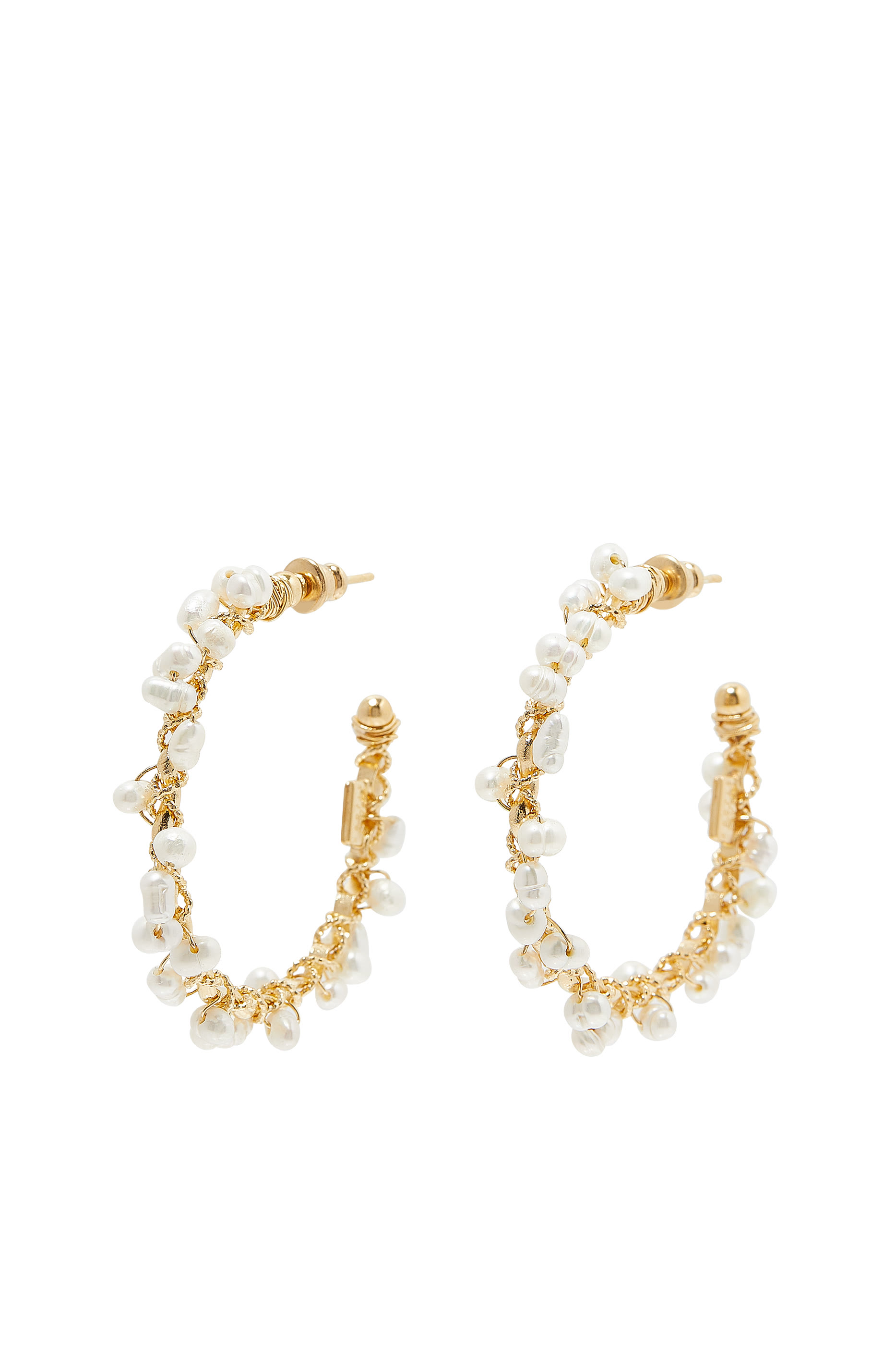 Orphee Hoop Earrings, Gold-plated Brass & Pearls