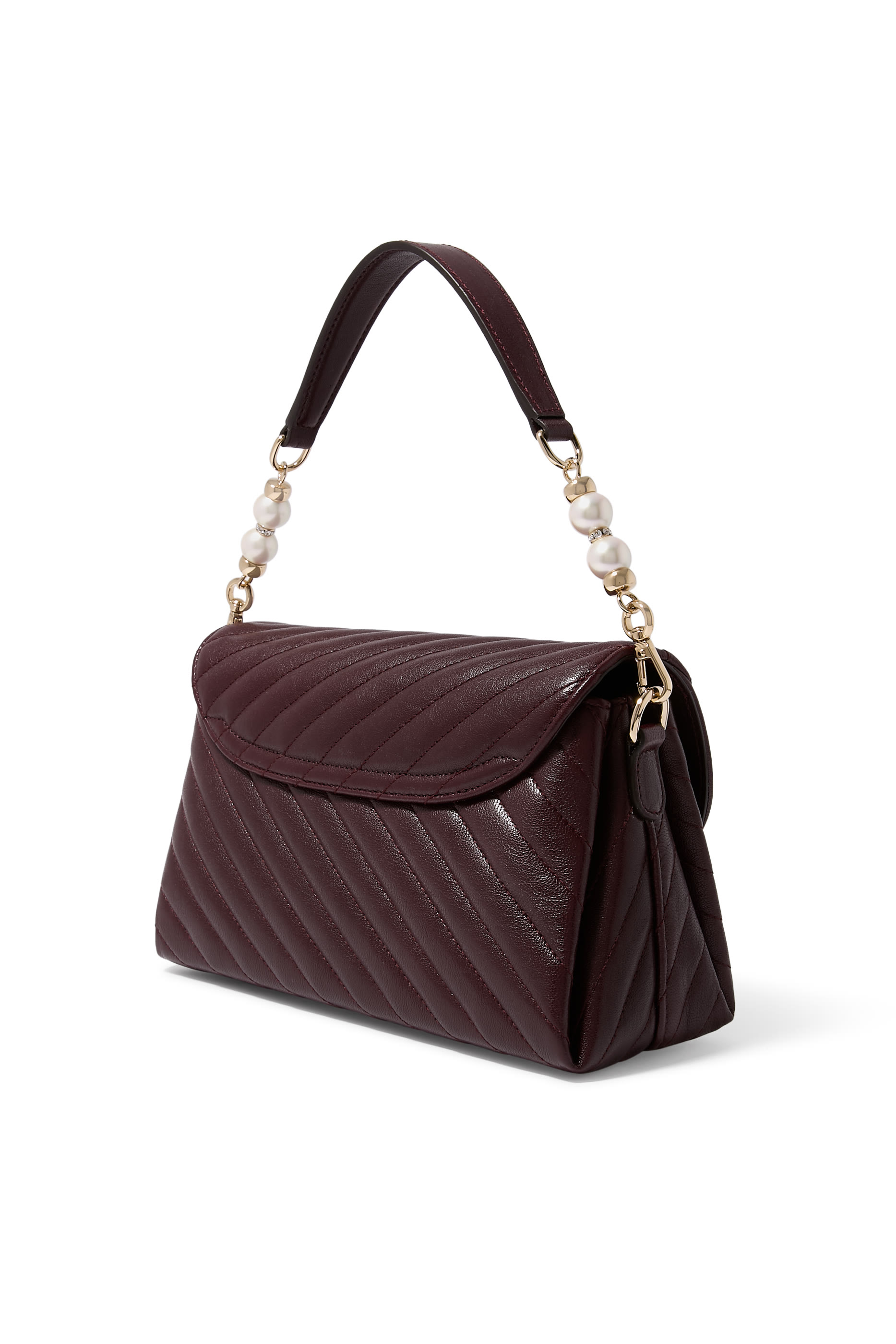 Curve Quilted Biker Leather Top Handle Bag