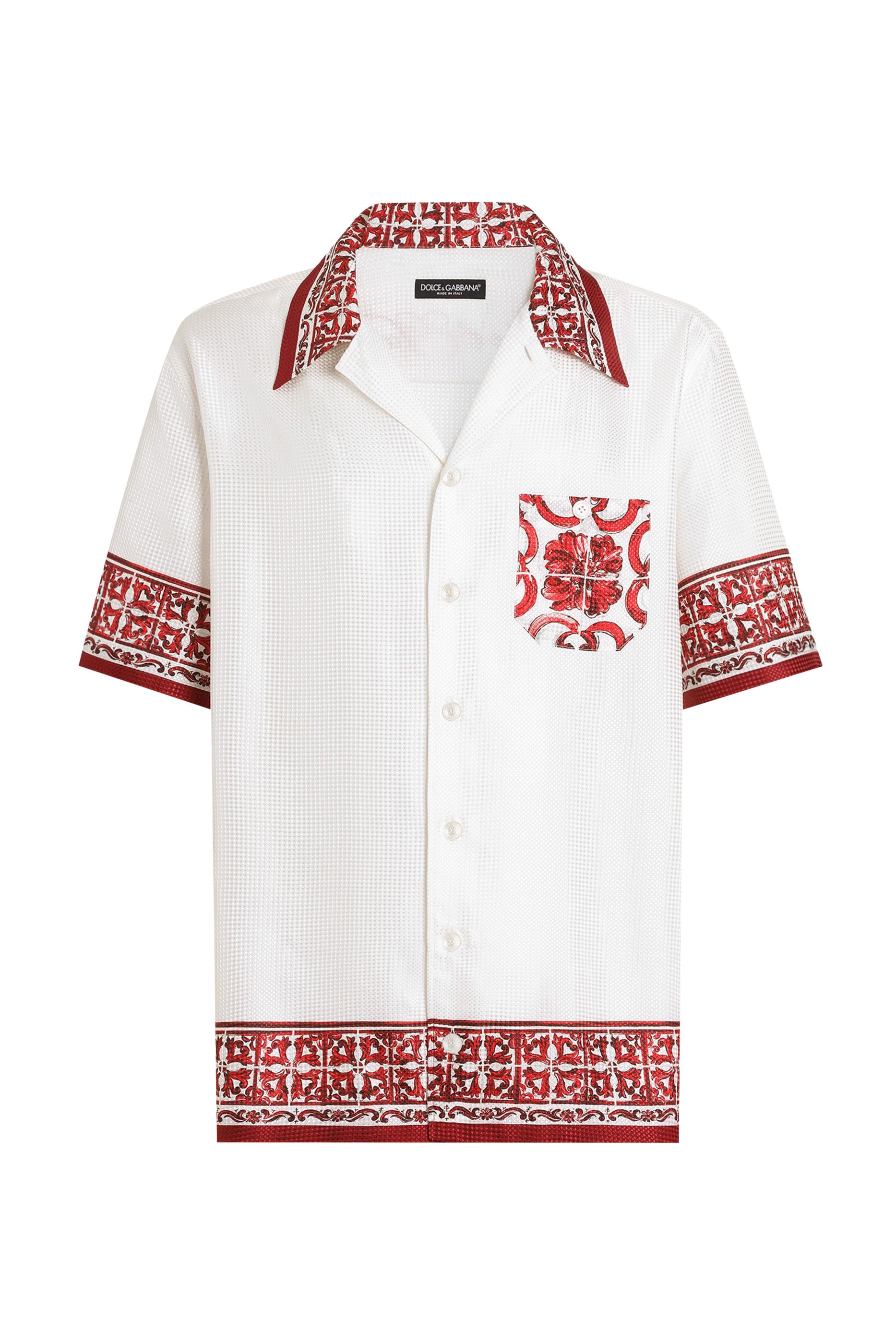 Majolica-Print Hawaii Silk Jacquard Shirt 