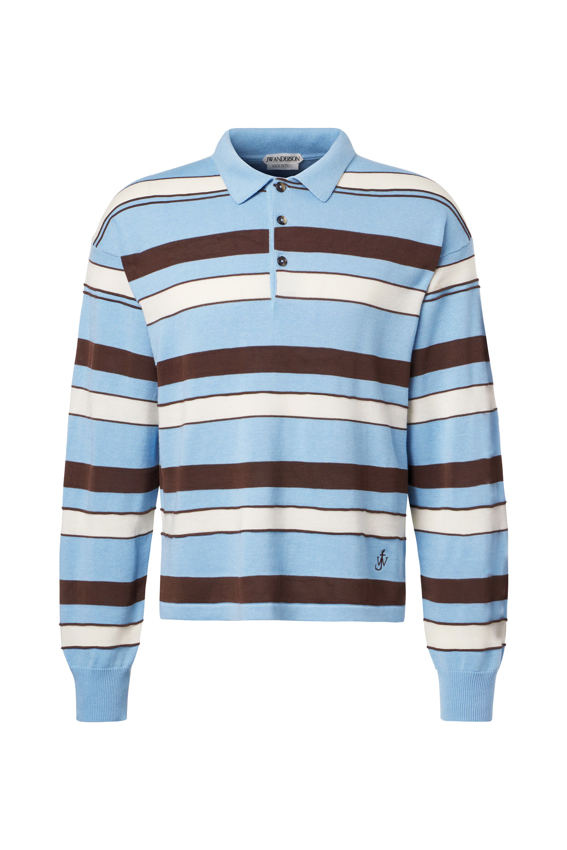 Knitted Striped Rugby Polo Top
