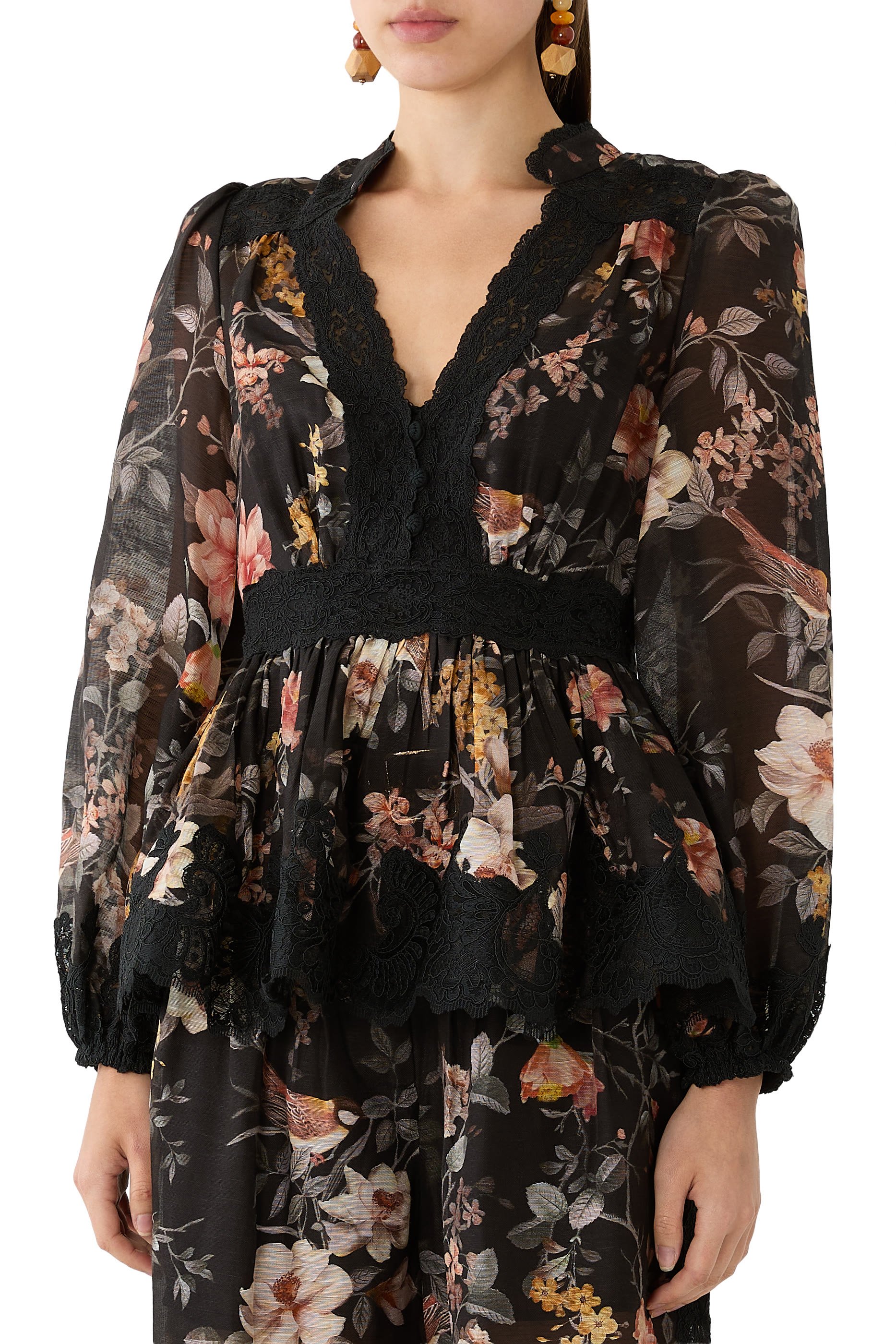 Carousel Lace Peplum Blouse