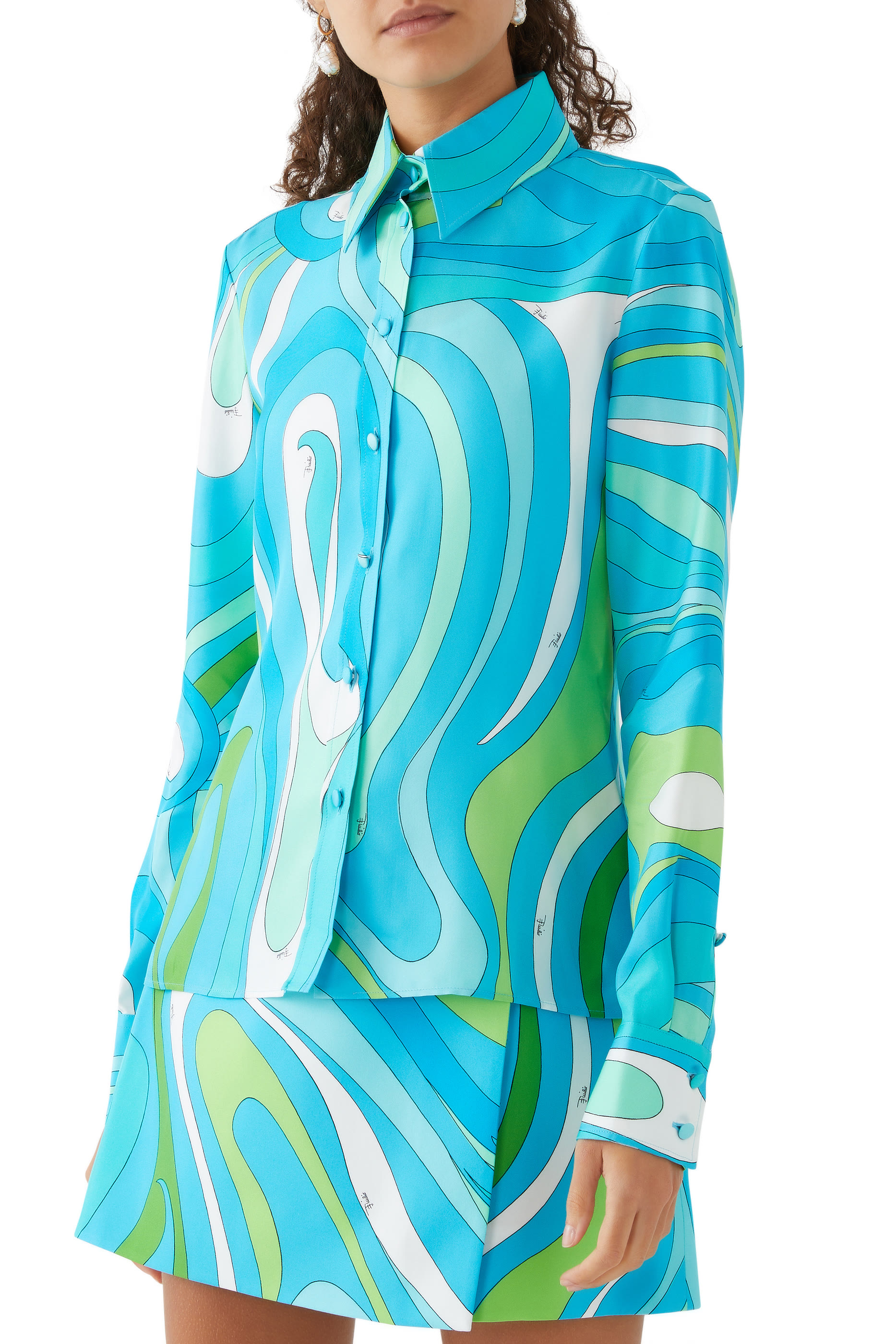 Marmo-Print Silk-Twill Shirt