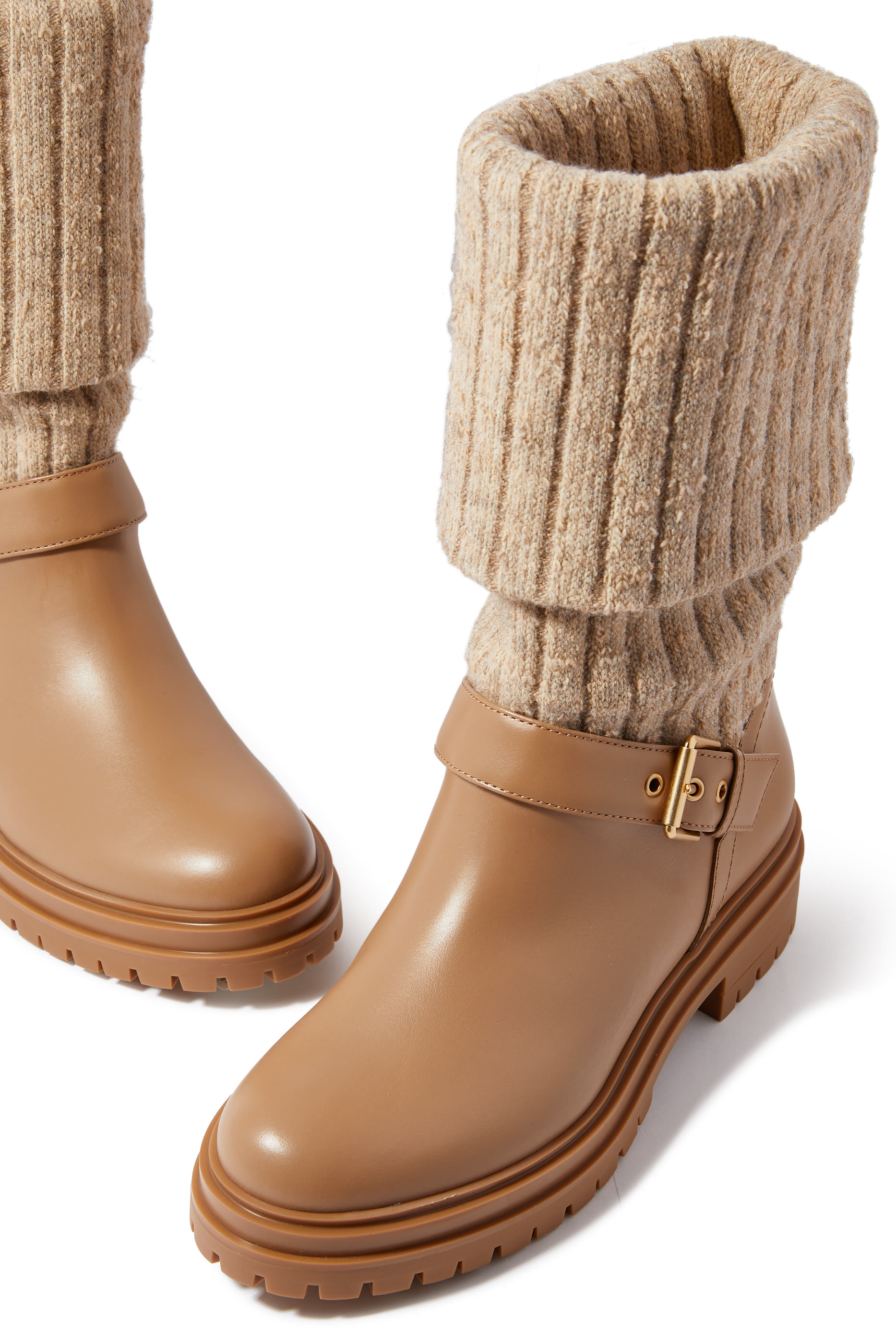 Knit Leather Boots