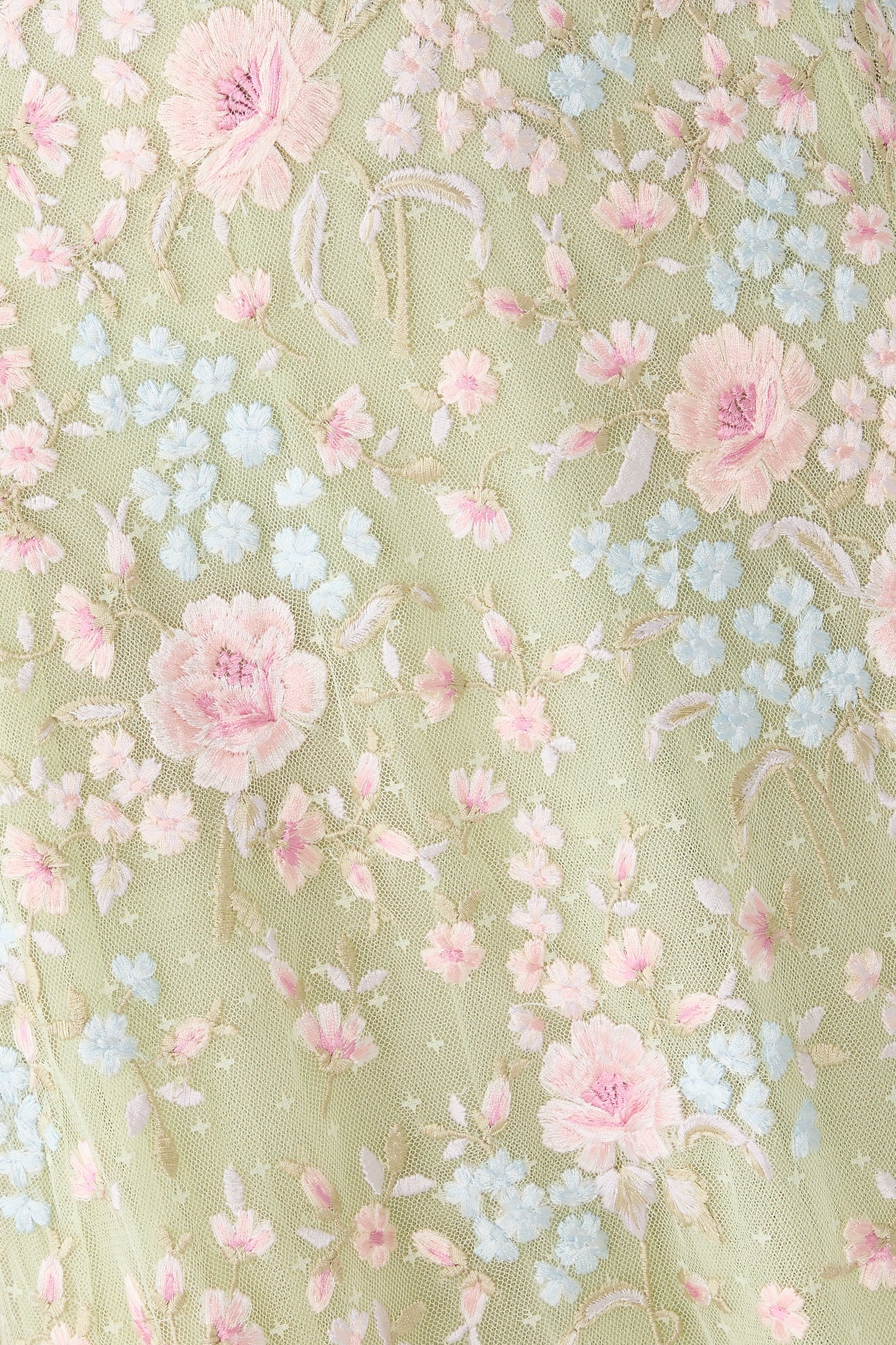 Peony Bouquet Round Neck Ankle Gown